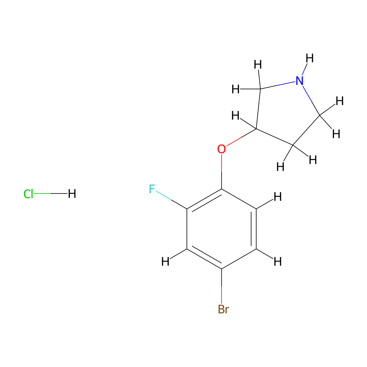 3-(4-Bromo-2-fluorophenoxy)pyrrolidine hydrochloride molecular structure, CAS 1185142-37-3