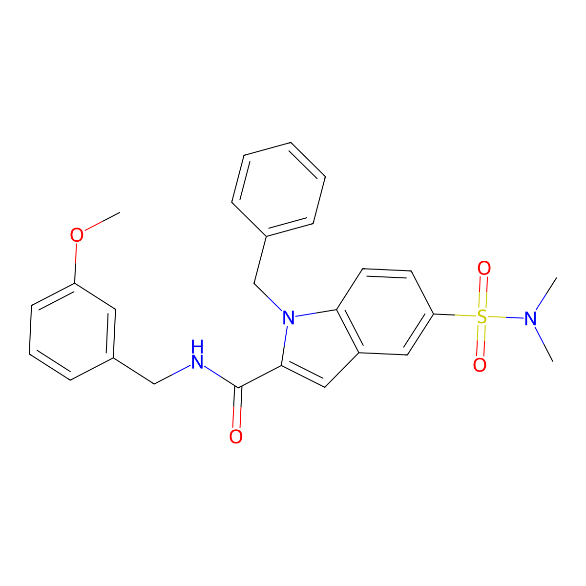 1-benzyl-5-[(dimethylamino)sulfonyl]-N-(3-methoxybenzyl)-1H-indole-2-carboxamide molecular structure, CAS 1185144-65-3