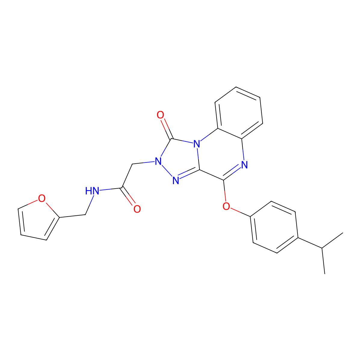 N-(2-Furanylmethyl)-4-[4-(1-methylethyl)phenoxy]-1-oxo[1,2,4]triazolo[4,3-a]quinoxaline-2(1H)-acetamide molecular structure, CAS 1185145-75-8