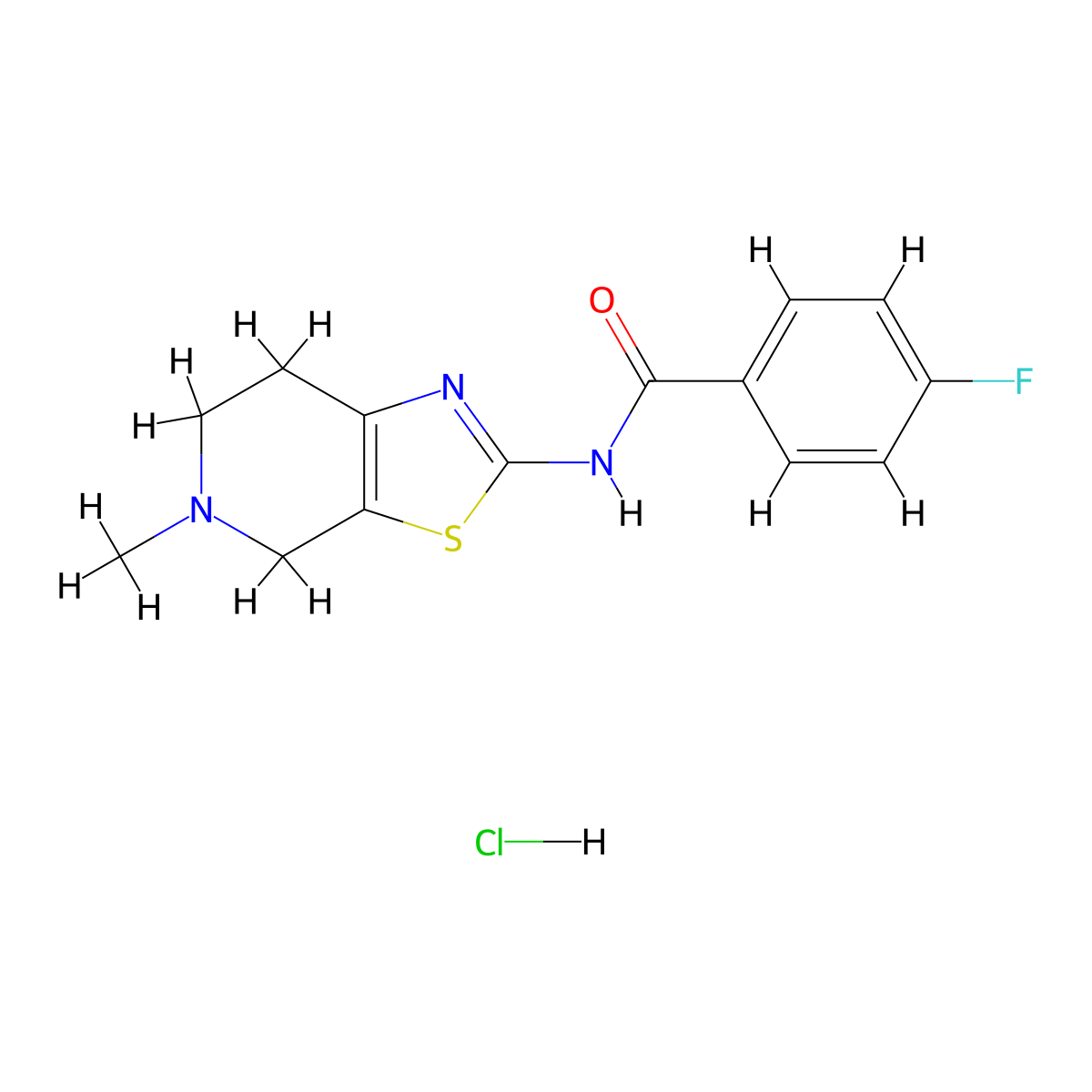 4-fluoro-N-(5-methyl-4,5,6,7-tetrahydrothiazolo[5,4-c]pyridin-2-yl)benzamide hydrochloride molecular structure, CAS 1185145-92-9