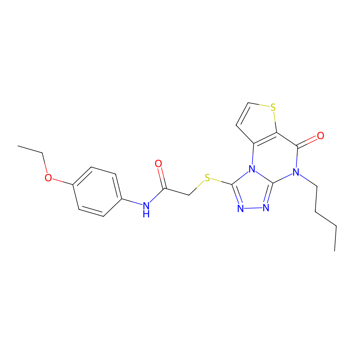 2-((4-butyl-5-oxo-4,5-dihydrothieno[2,3-e][1,2,4]triazolo[4,3-a]pyrimidin-1-yl)thio)-N-(4-ethoxyphenyl)acetamide molecular structure, CAS 1185146-08-0
