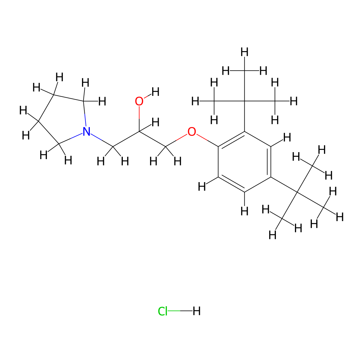 1-(2,4-Di-tert-butylphenoxy)-3-(pyrrolidin-1-yl)propan-2-ol hydrochloride molecular structure, CAS 1185146-49-9