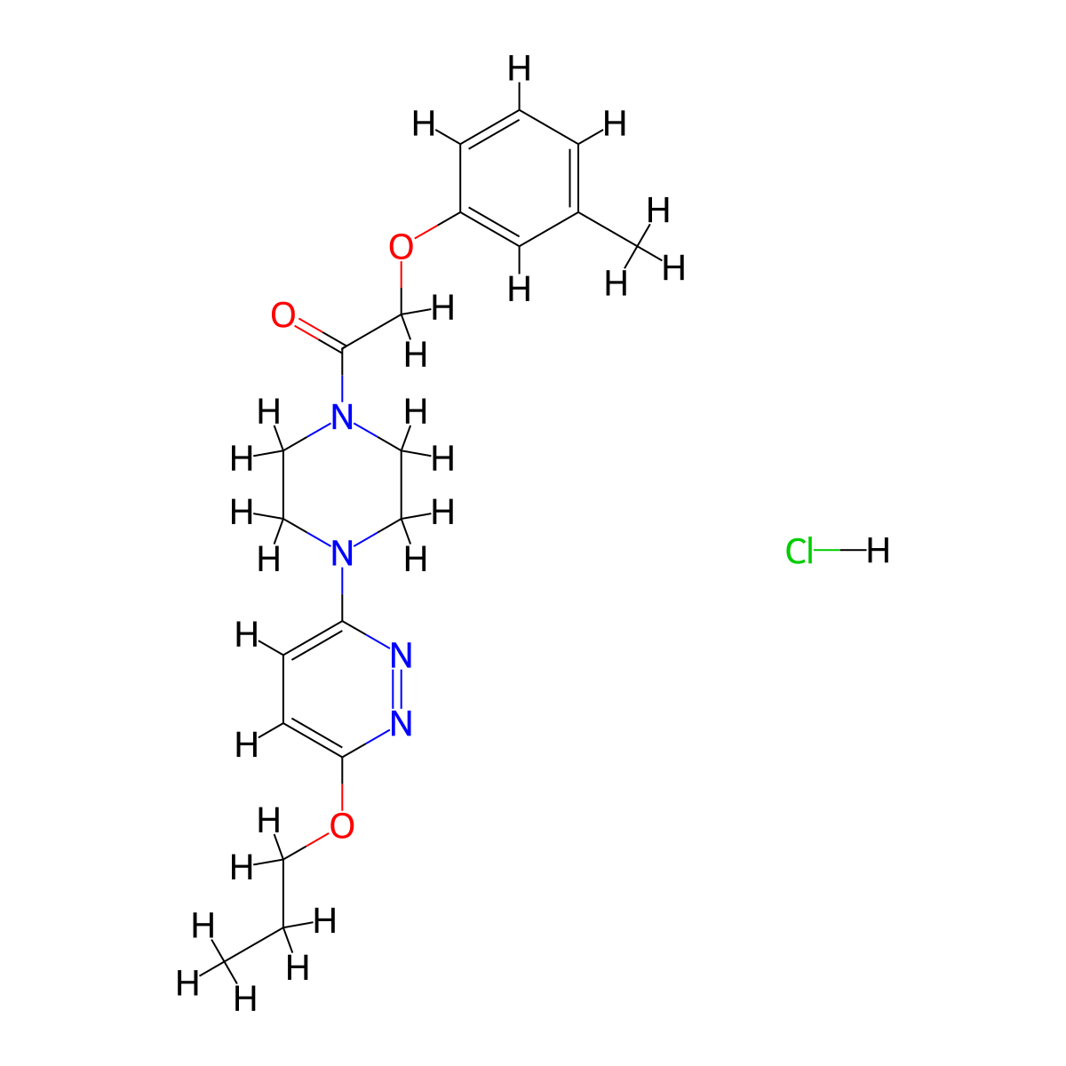1-(4-(6-Propoxypyridazin-3-yl)piperazin-1-yl)-2-(m-tolyloxy)ethanone hydrochloride molecular structure, CAS 1185147-80-1