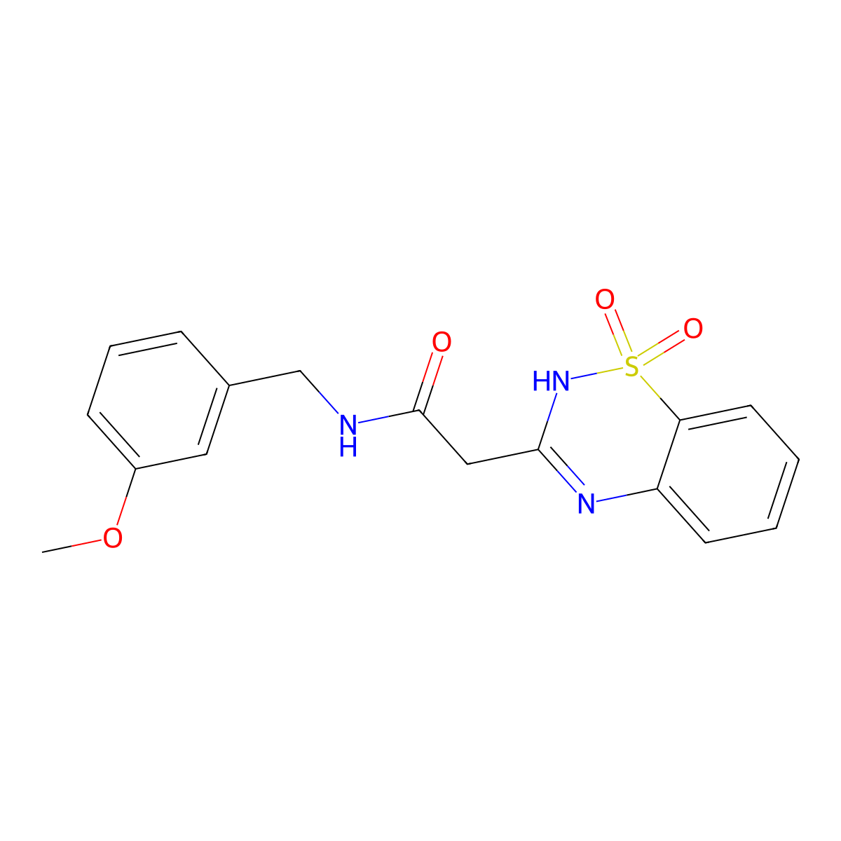 2-(1,1-dioxido-2H-1,2,4-benzothiadiazin-3-yl)-N-(3-methoxybenzyl)acetamide molecular structure, CAS 1185148-81-5