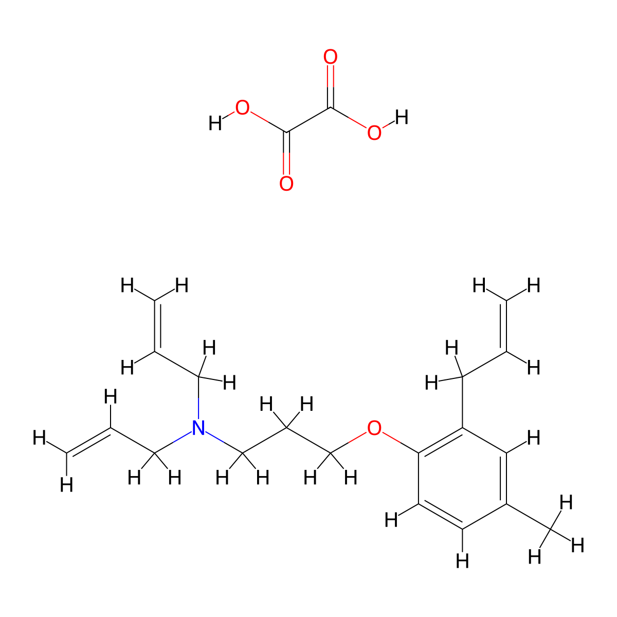 3-(4-methyl-2-prop-2-enylphenoxy)-N,N-bis(prop-2-enyl)propan-1-amine;oxalic acid molecular structure, CAS 1185149-25-0