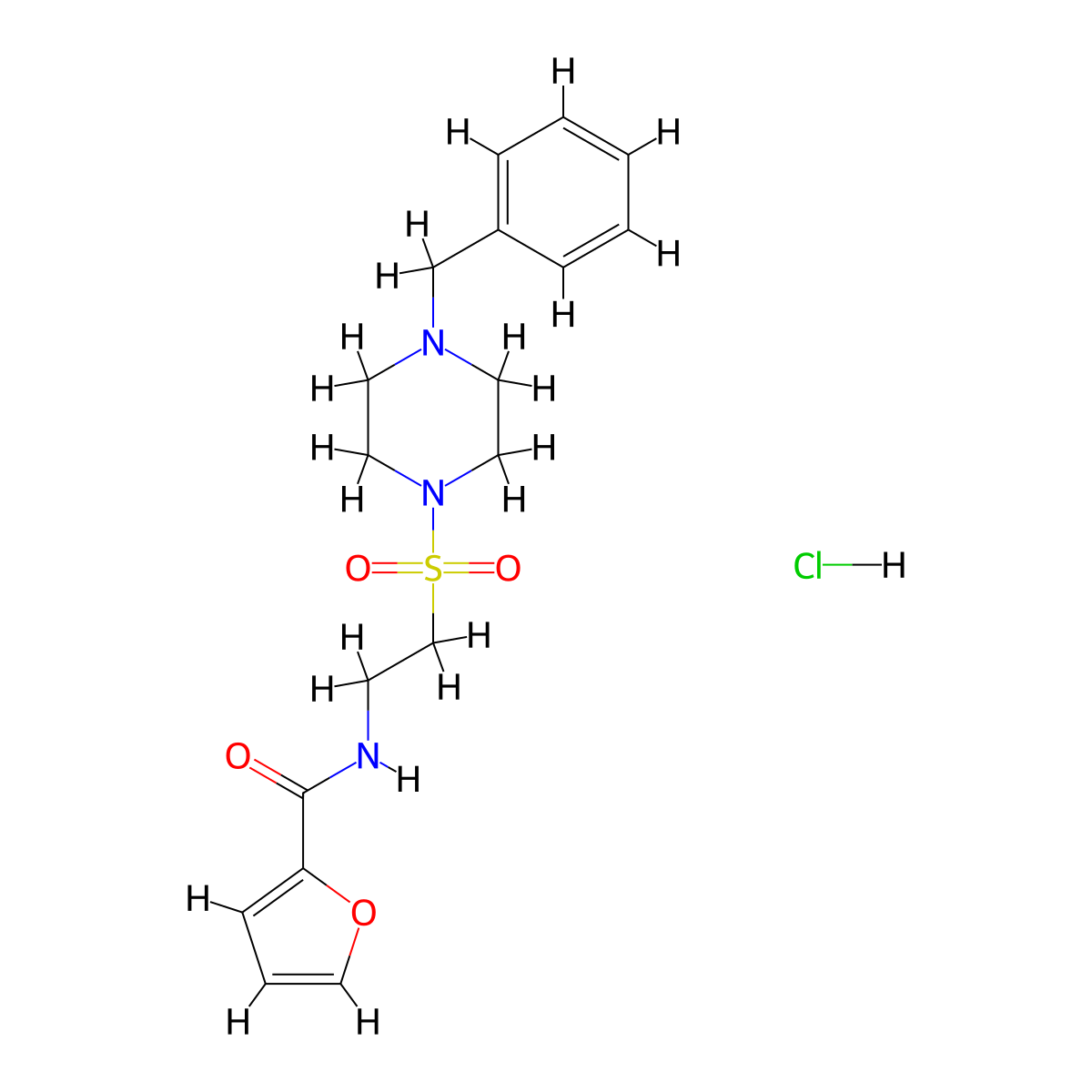 N-(2-((4-benzylpiperazin-1-yl)sulfonyl)ethyl)furan-2-carboxamide hydrochloride molecular structure, CAS 1185150-00-8