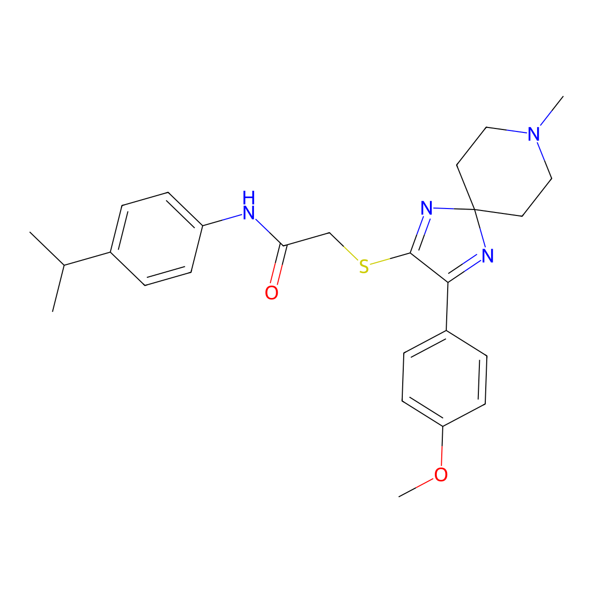 N-(4-isopropylphenyl)-2-((3-(4-methoxyphenyl)-8-methyl-1,4,8-triazaspiro[4.5]deca-1,3-dien-2-yl)thio)acetamide molecular structure, CAS 1185150-05-3