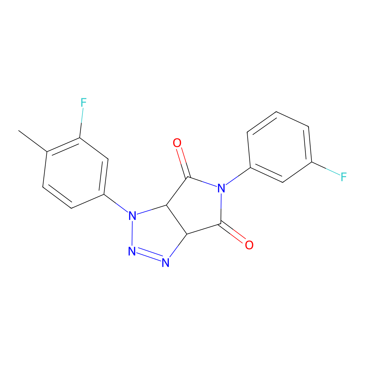 1-(3-fluoro-4-methylphenyl)-5-(3-fluorophenyl)-1,6a-dihydropyrrolo[3,4-d][1,2,3]triazole-4,6(3aH,5H)-dione molecular structure, CAS 1185150-43-9