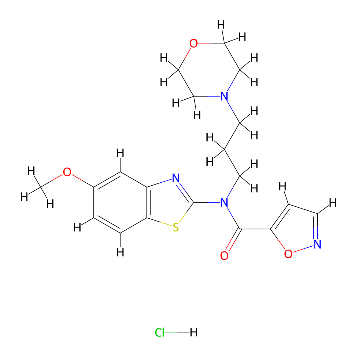 N-(5-methoxybenzo[d]thiazol-2-yl)-N-(3-morpholinopropyl)isoxazole-5-carboxamide hydrochloride molecular structure, CAS 1185150-89-3