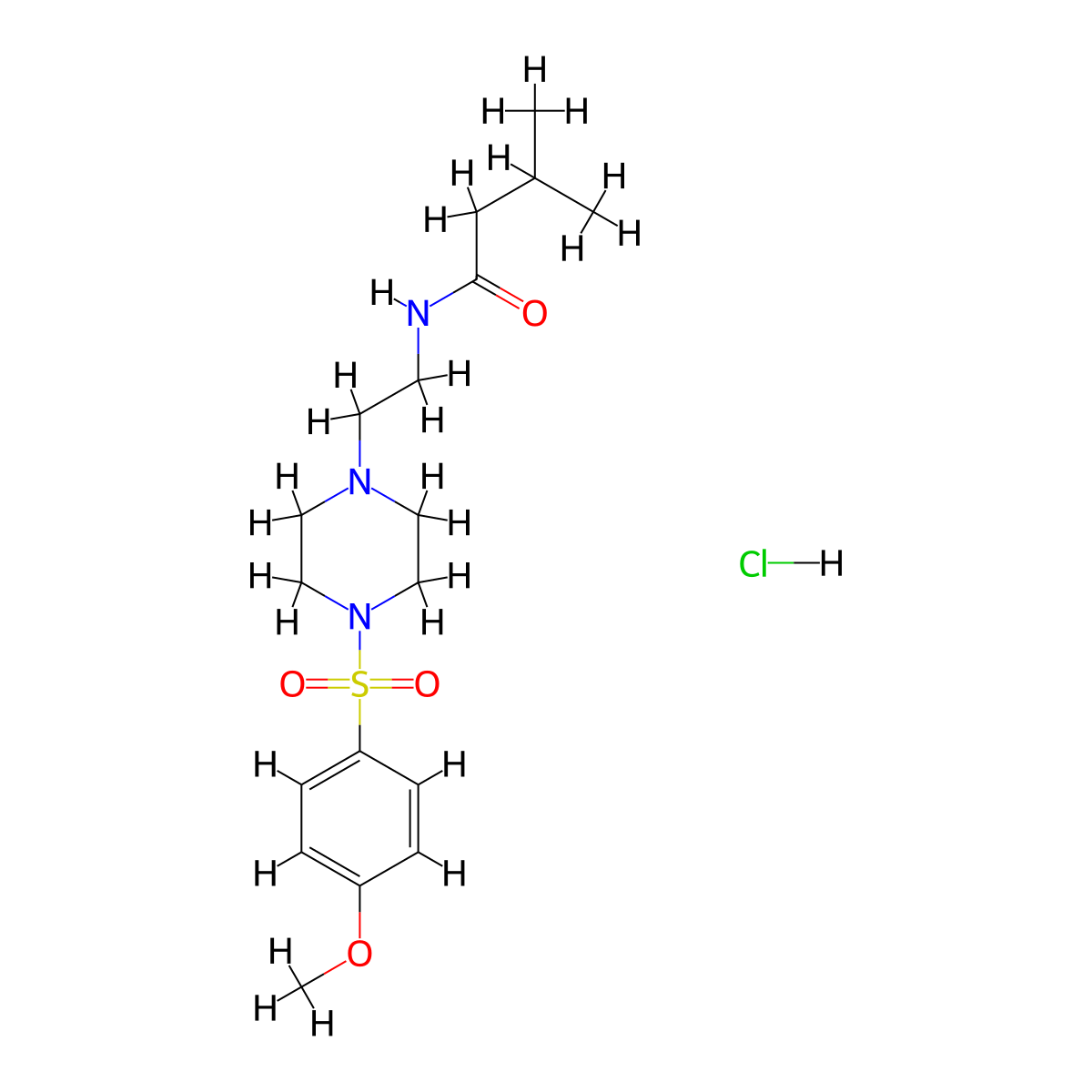 N-(2-(4-((4-methoxyphenyl)sulfonyl)piperazin-1-yl)ethyl)-3-methylbutanamide hydrochloride molecular structure, CAS 1185151-31-8