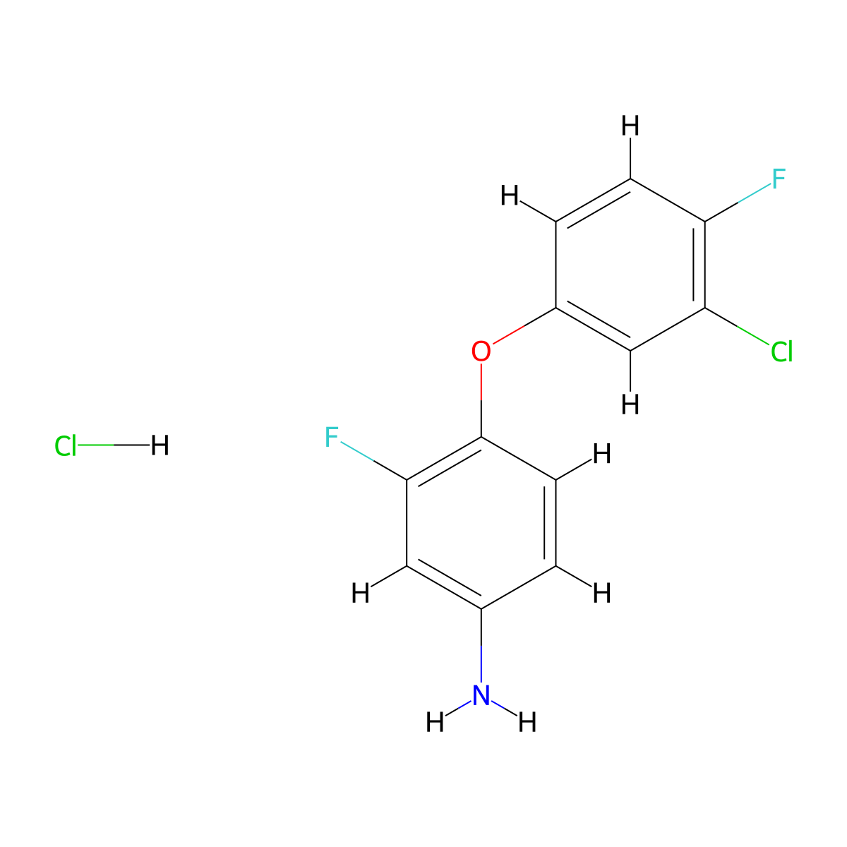 4-(3-Chloro-4-fluorophenoxy)-3-fluorophenylamine hydrochloride molecular structure, CAS 1185152-25-3