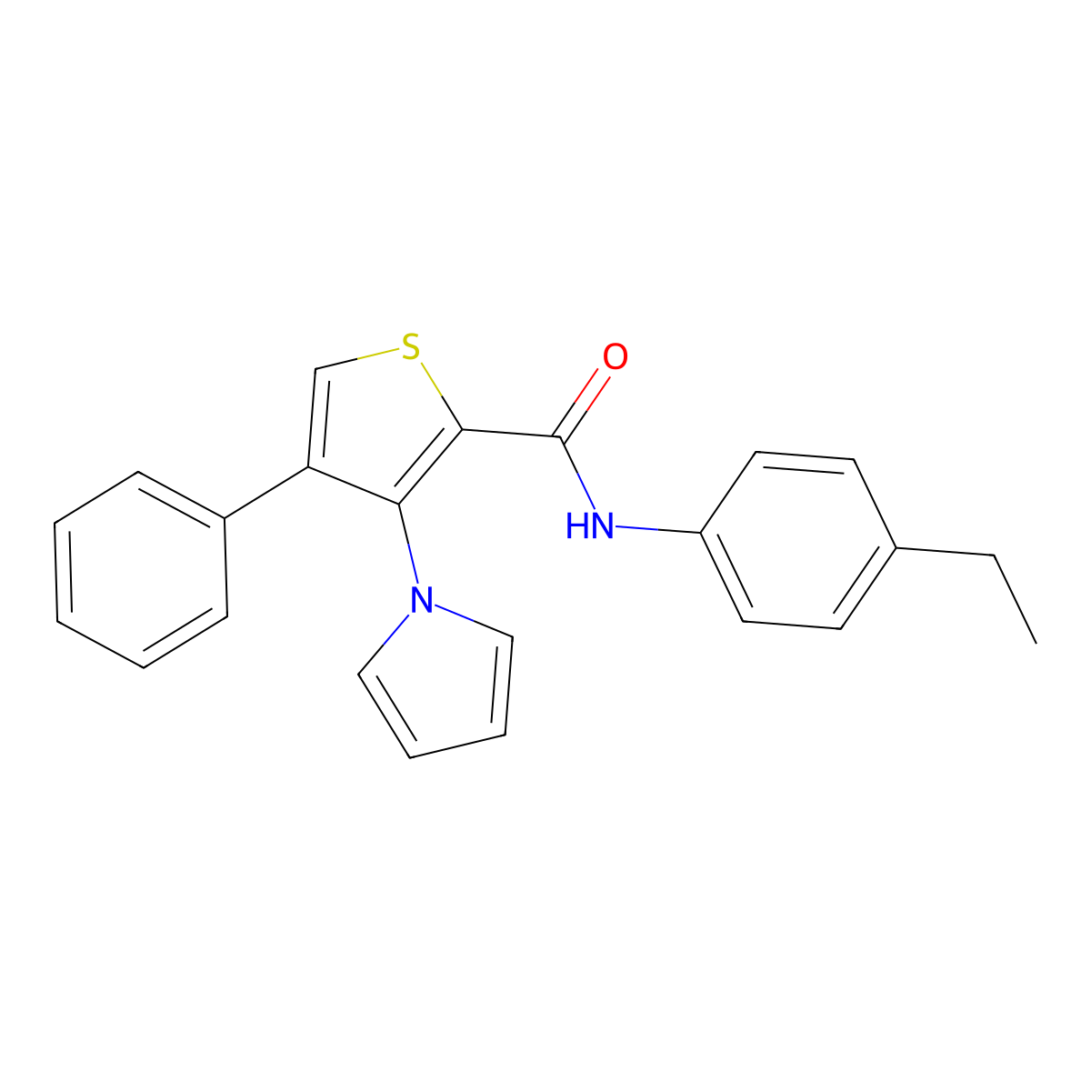 N-(4-ethylphenyl)-4-phenyl-3-(1H-pyrrol-1-yl)thiophene-2-carboxamide molecular structure, CAS 1185153-48-3