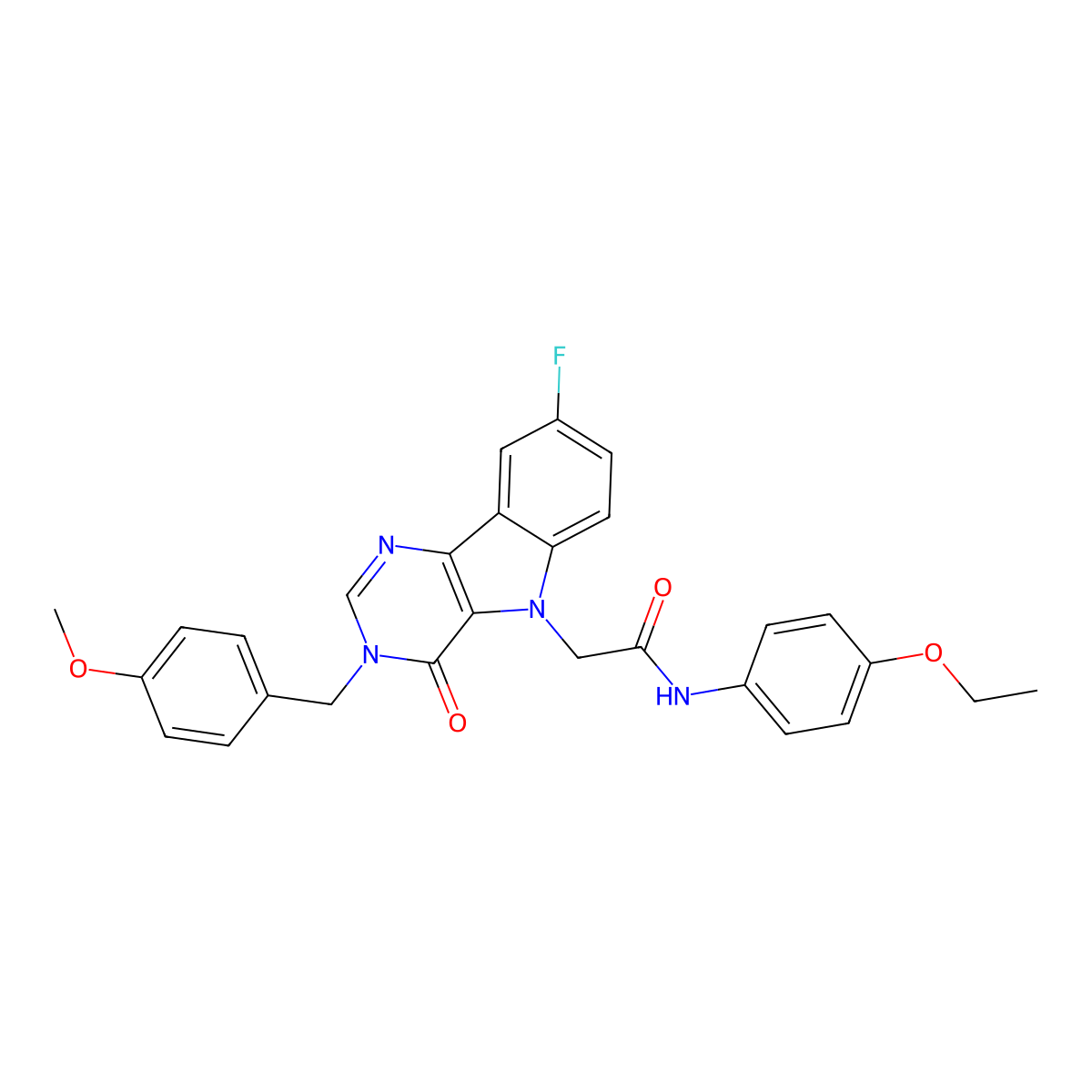 N-(4-ethoxyphenyl)-2-(8-fluoro-3-(4-methoxybenzyl)-4-oxo-3H-pyrimido[5,4-b]indol-5(4H)-yl)acetamide molecular structure, CAS 1185153-56-3