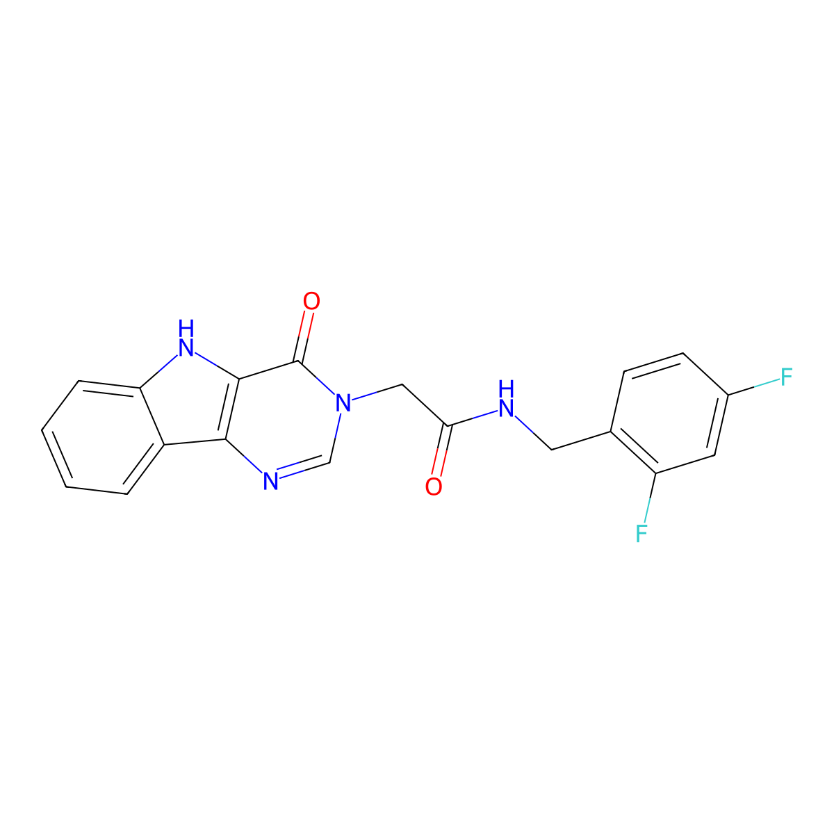 N-(2,4-difluorobenzyl)-2-(4-oxo-4,5-dihydro-3H-pyrimido[5,4-b]indol-3-yl)acetamide molecular structure, CAS 1185153-77-8