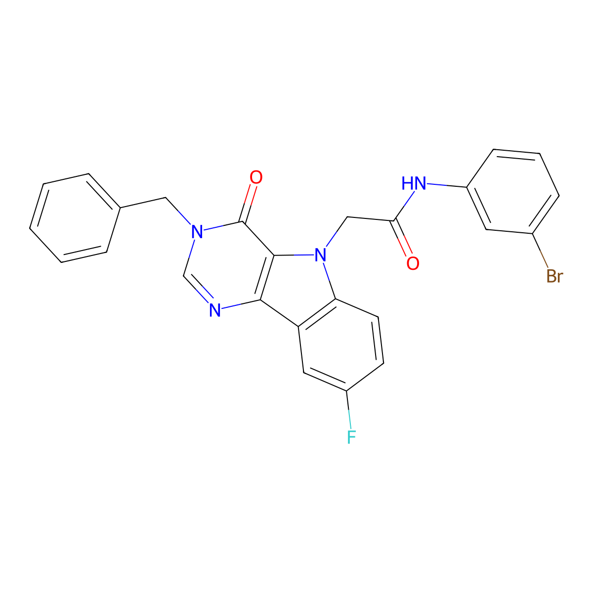 2-(3-benzyl-8-fluoro-4-oxo-3H-pyrimido[5,4-b]indol-5(4H)-yl)-N-(3-bromophenyl)acetamide molecular structure, CAS 1185154-17-9