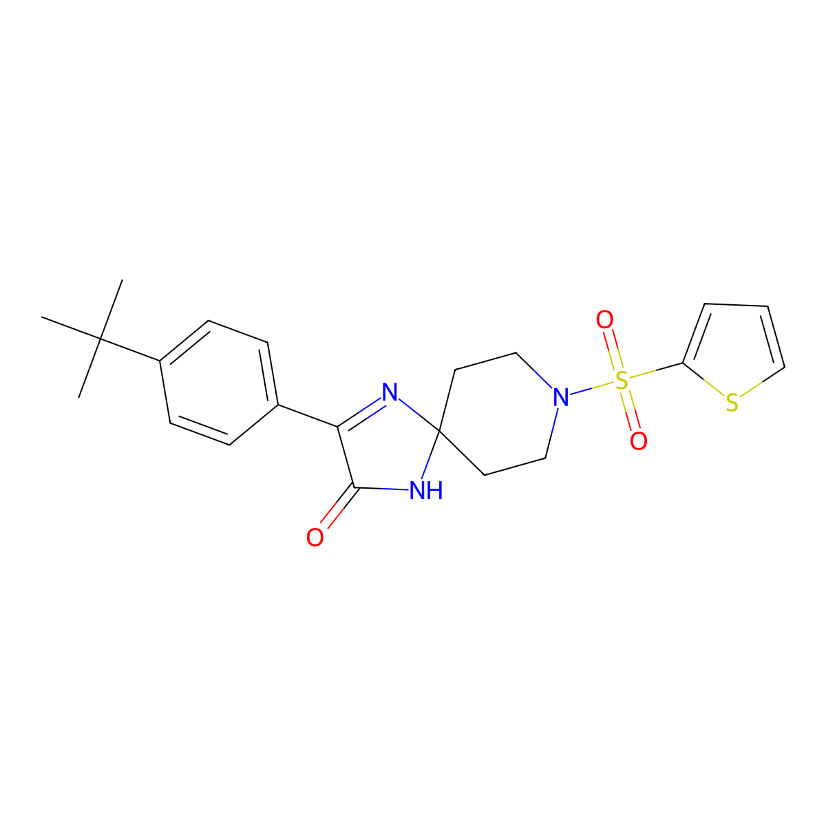 3-(4-Tert-butylphenyl)-8-(thiophene-2-sulfonyl)-1,4,8-triazaspiro[4.5]dec-3-EN-2-one molecular structure, CAS 1185154-99-7