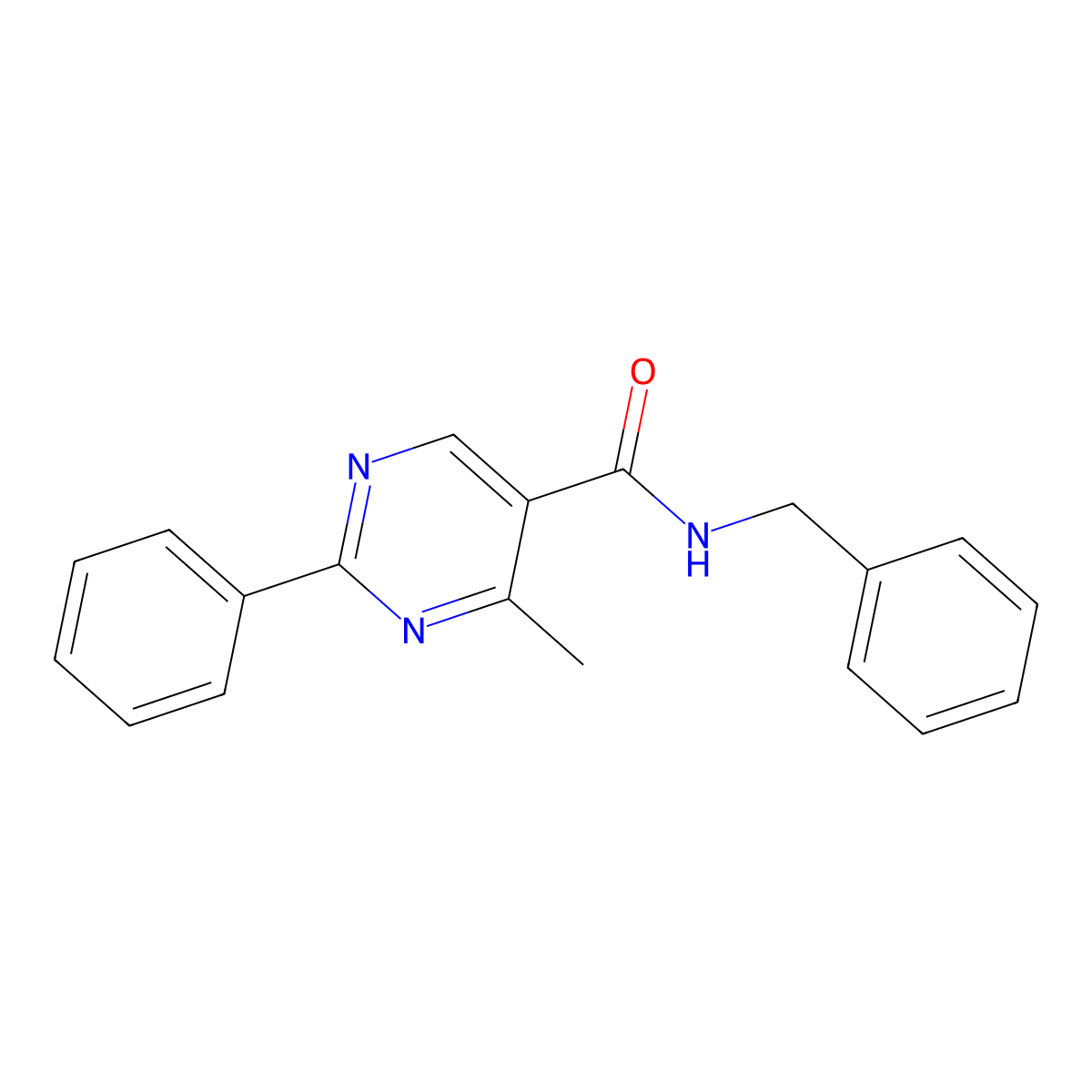 N-Benzyl-4-methyl-2-phenyl-5-pyrimidinecarboxamide molecular structure, CAS 1185155-13-8