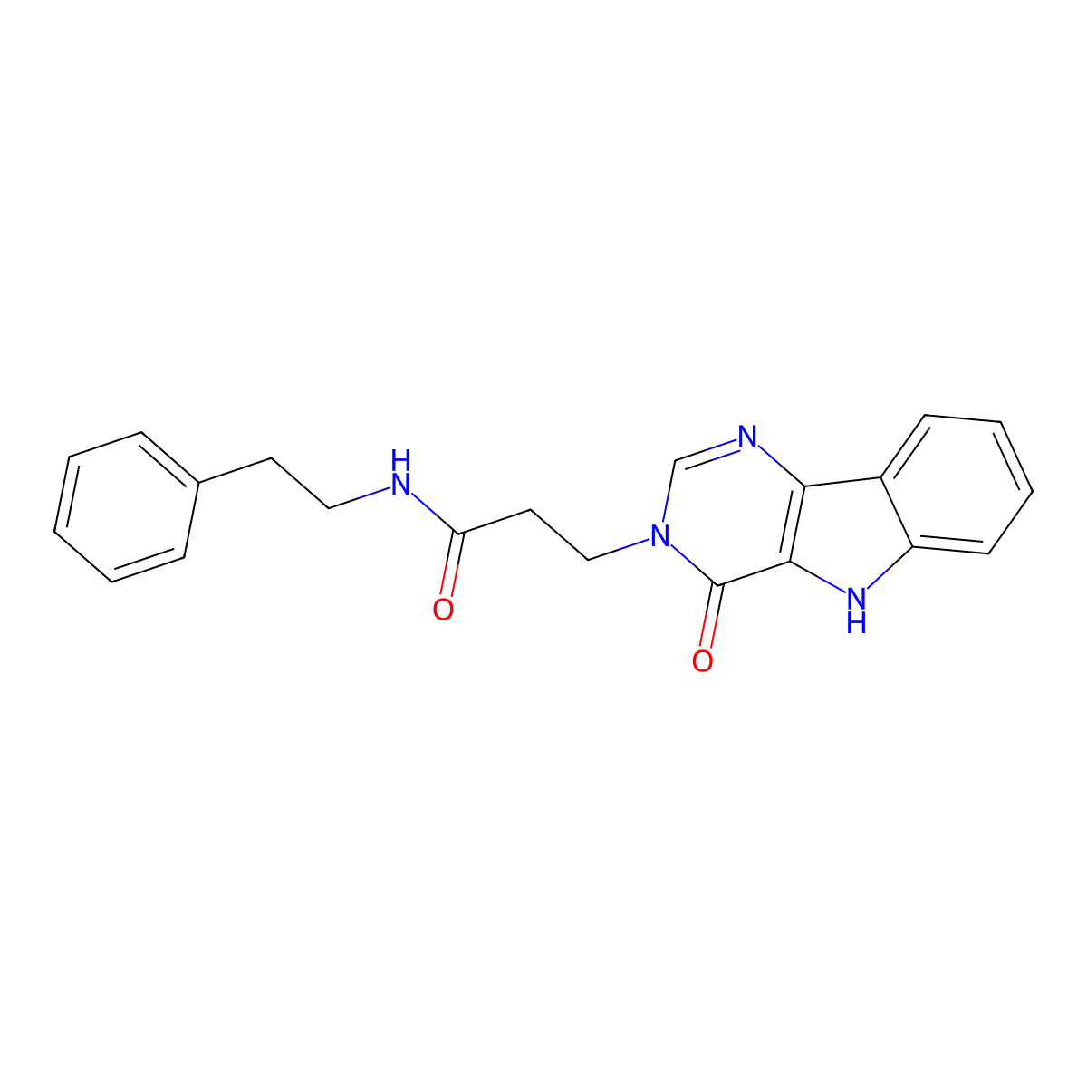 3-(4-oxo-4,5-dihydro-3H-pyrimido[5,4-b]indol-3-yl)-N-phenethylpropanamide molecular structure, CAS 1185155-47-8