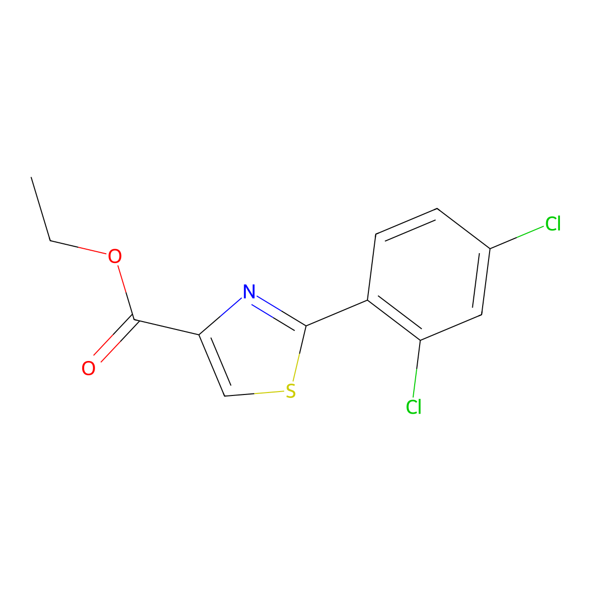 Ethyl 2-(2,4-dichlorophenyl)-1,3-thiazole-4-carboxylate molecular structure, CAS 1185155-89-8