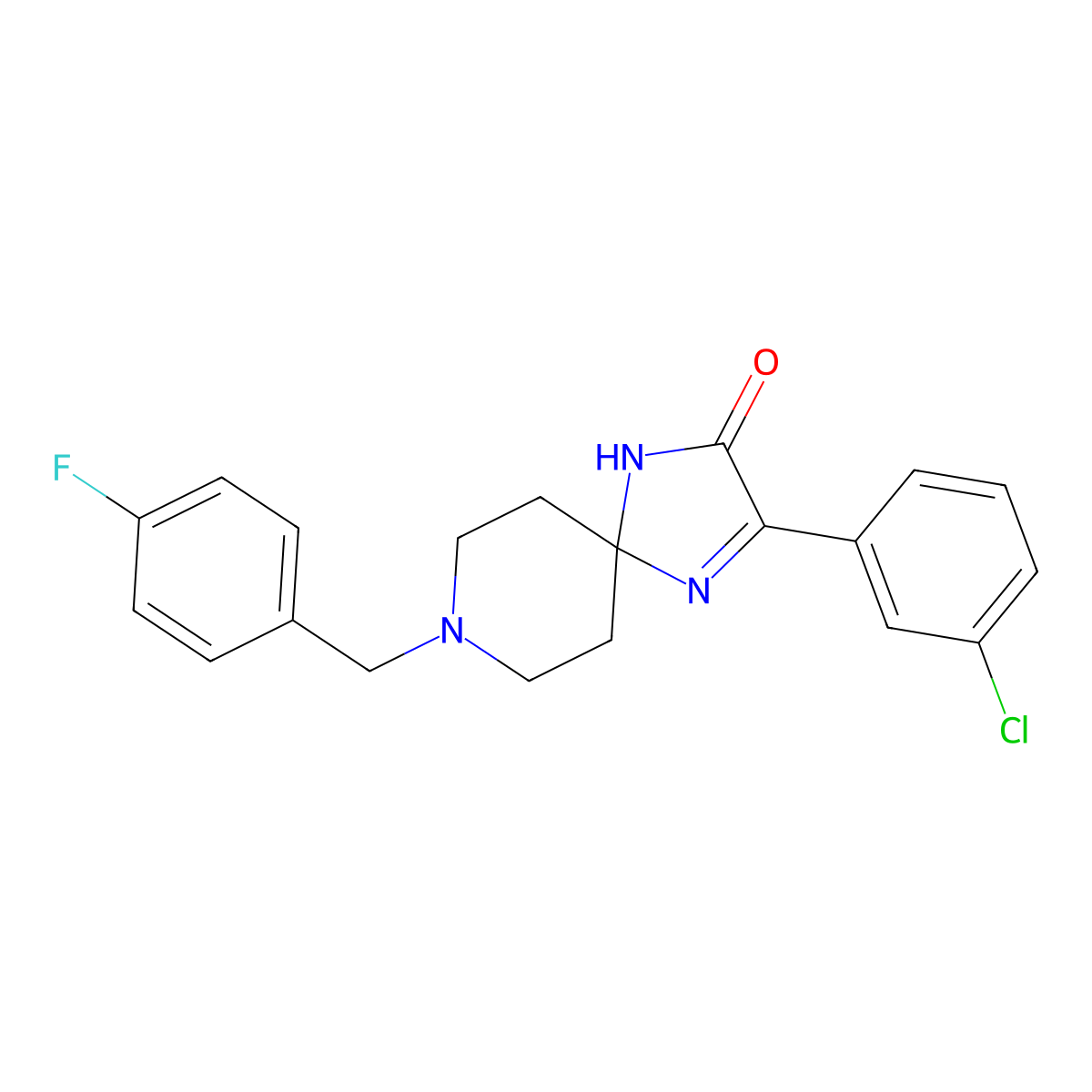 3-(3-Chlorophenyl)-8-(4-fluorobenzyl)-1,4,8-triazaspiro[4.5]dec-3-en-2-one molecular structure, CAS 1185155-98-9