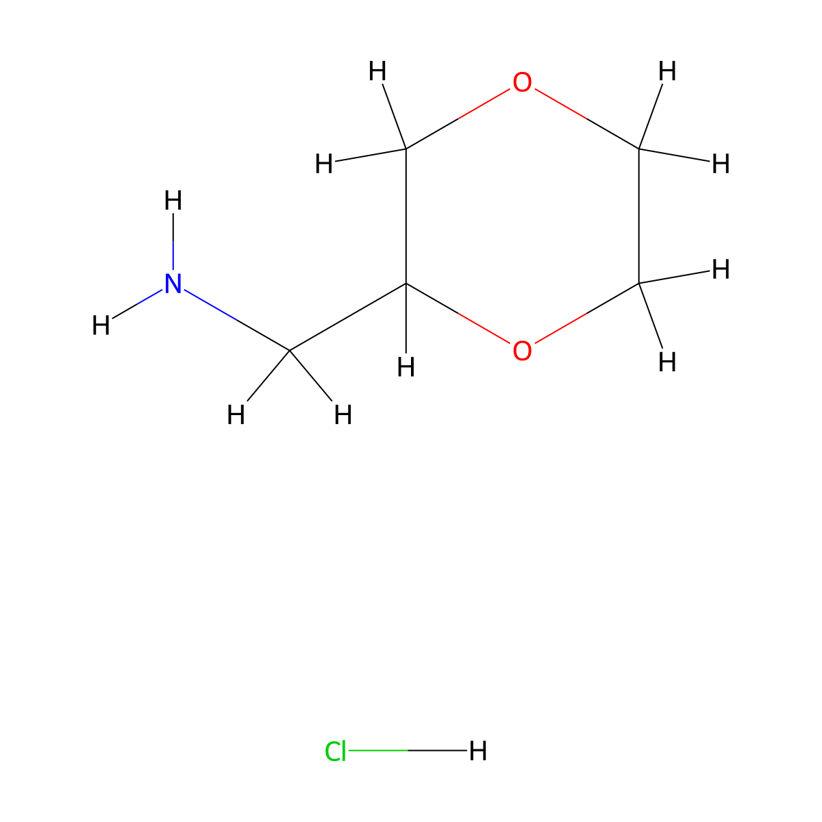 1-(1,4-Dioxan-2-yl)methanamine hydrochloride molecular structure, CAS 1185156-19-7