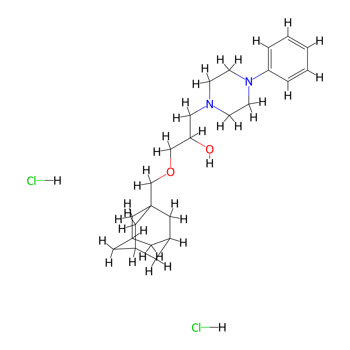 1-[(Adamantan-1-yl)methoxy]-3-(4-phenylpiperazin-1-yl)propan-2-ol dihydrochloride molecular structure, CAS 1185156-39-1