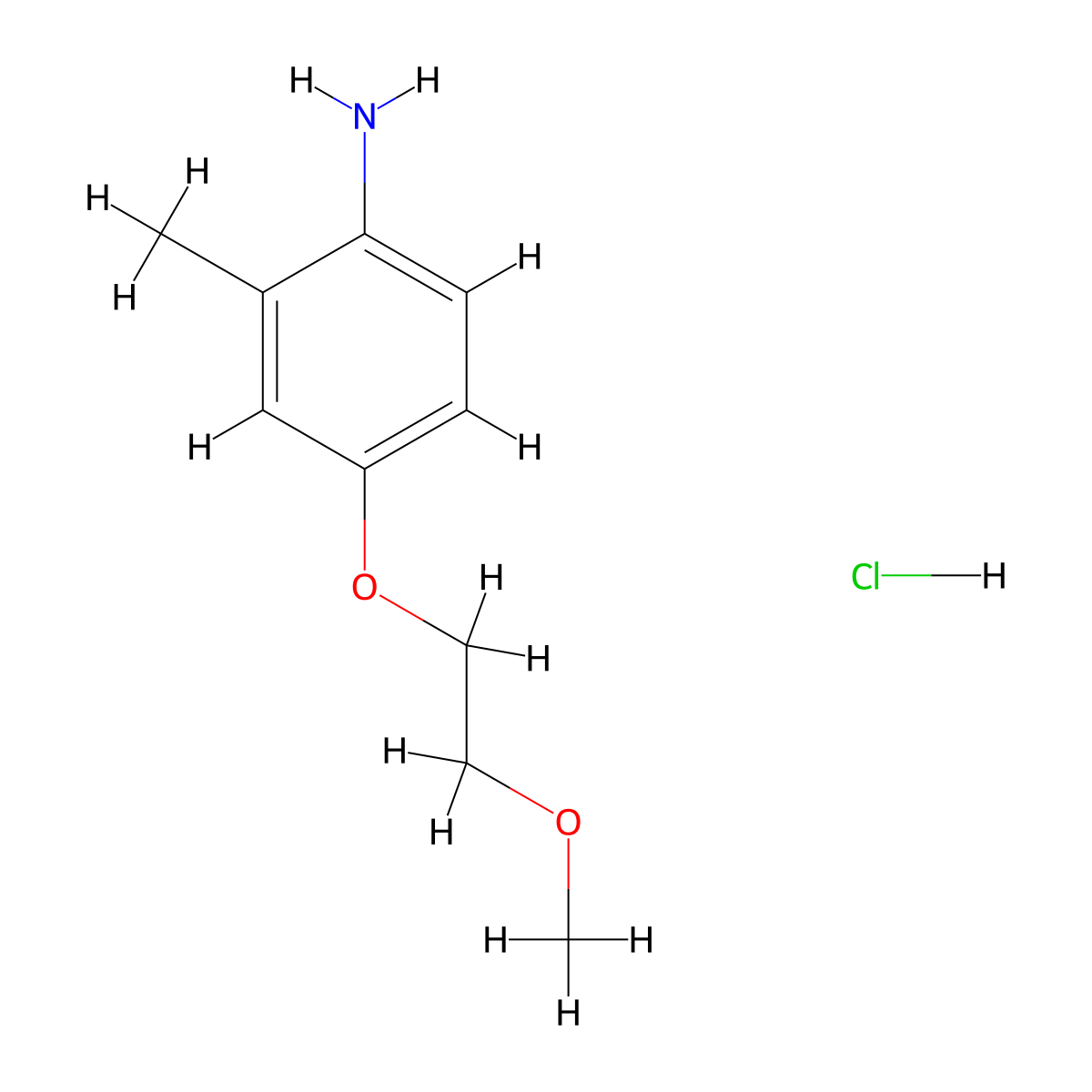4-(2-Methoxyethoxy)-2-methylaniline hydrochloride molecular structure, CAS 1185156-40-4