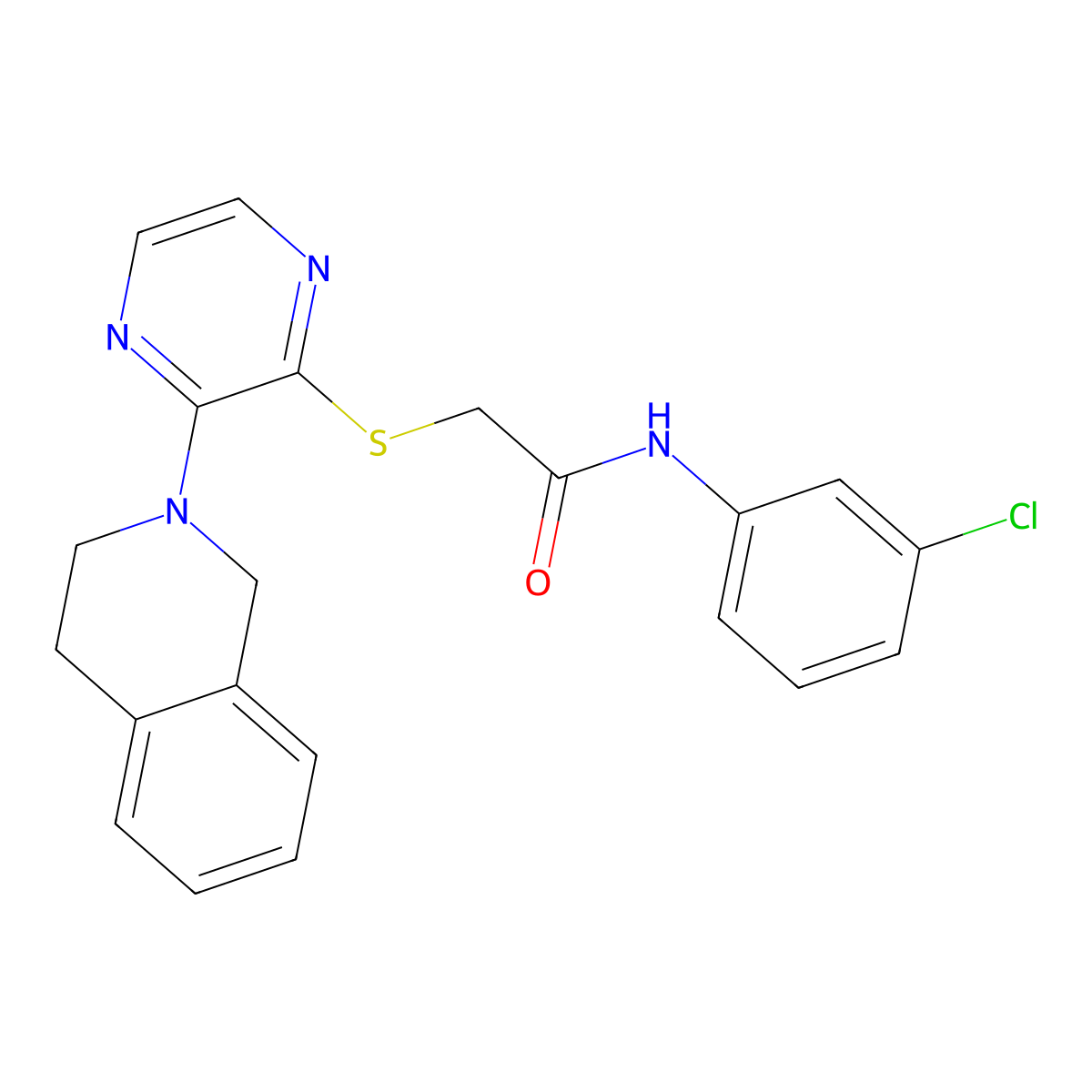 N-(3-chlorophenyl)-2-{[3-(1,2,3,4-tetrahydroisoquinolin-2-yl)pyrazin-2-yl]sulfanyl}acetamide molecular structure, CAS 1185156-41-5