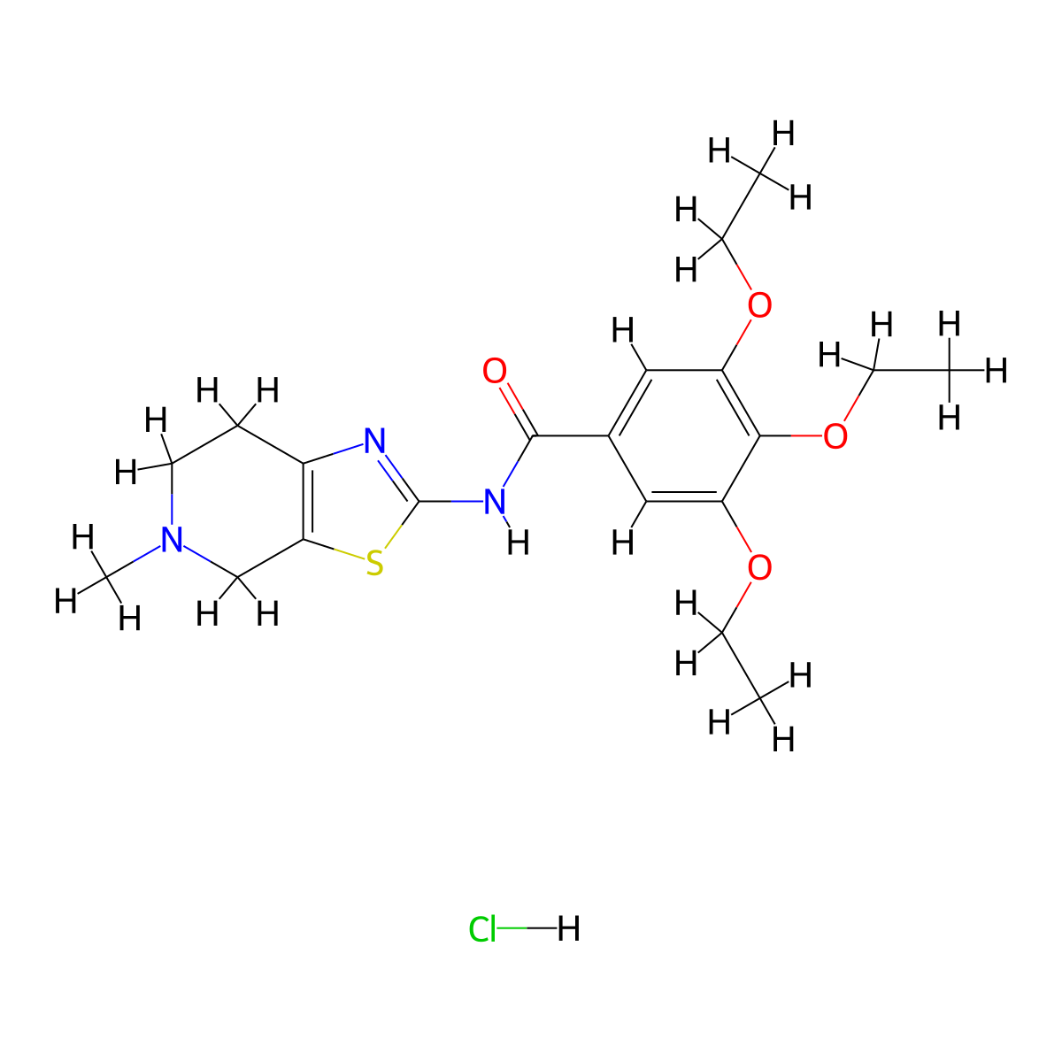 3,4,5-triethoxy-N-(5-methyl-4,5,6,7-tetrahydrothiazolo[5,4-c]pyridin-2-yl)benzamide hydrochloride molecular structure, CAS 1185156-56-2