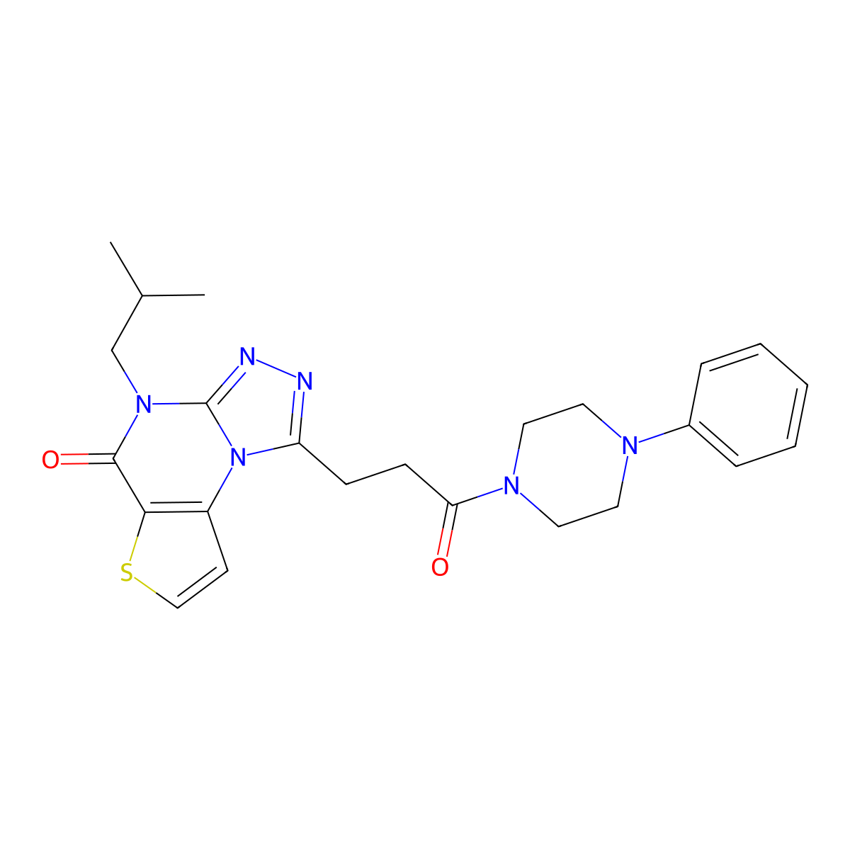 4-(2-methylpropyl)-1-[3-oxo-3-(4-phenylpiperazin-1-yl)propyl]thieno[2,3-e][1,2,4]triazolo[4,3-a]pyrimidin-5(4H)-one molecular structure, CAS 1185157-76-9