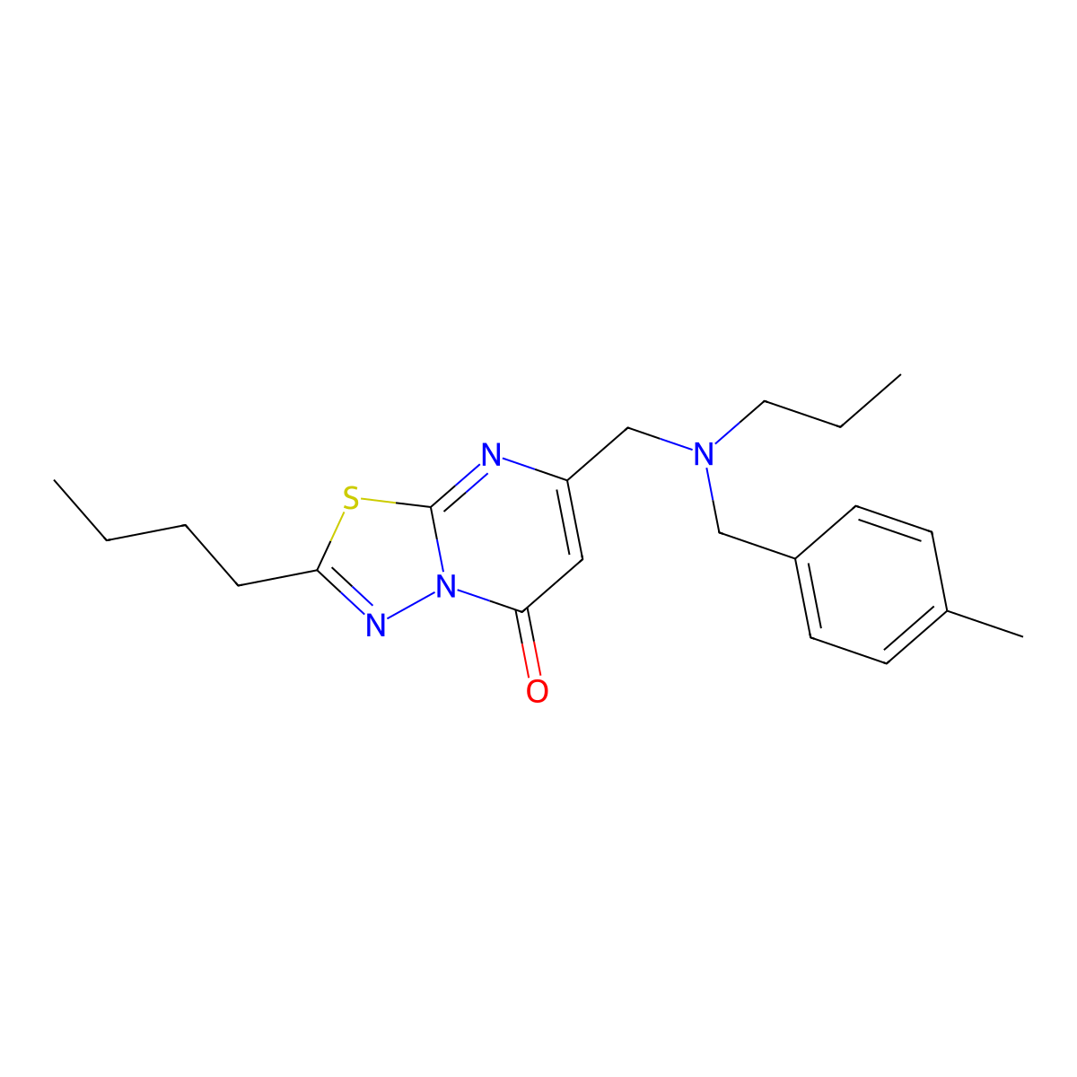 2-butyl-7-{[(4-methylbenzyl)(propyl)amino]methyl}-5H-[1,3,4]thiadiazolo[3,2-a]pyrimidin-5-one molecular structure, CAS 1185158-50-2