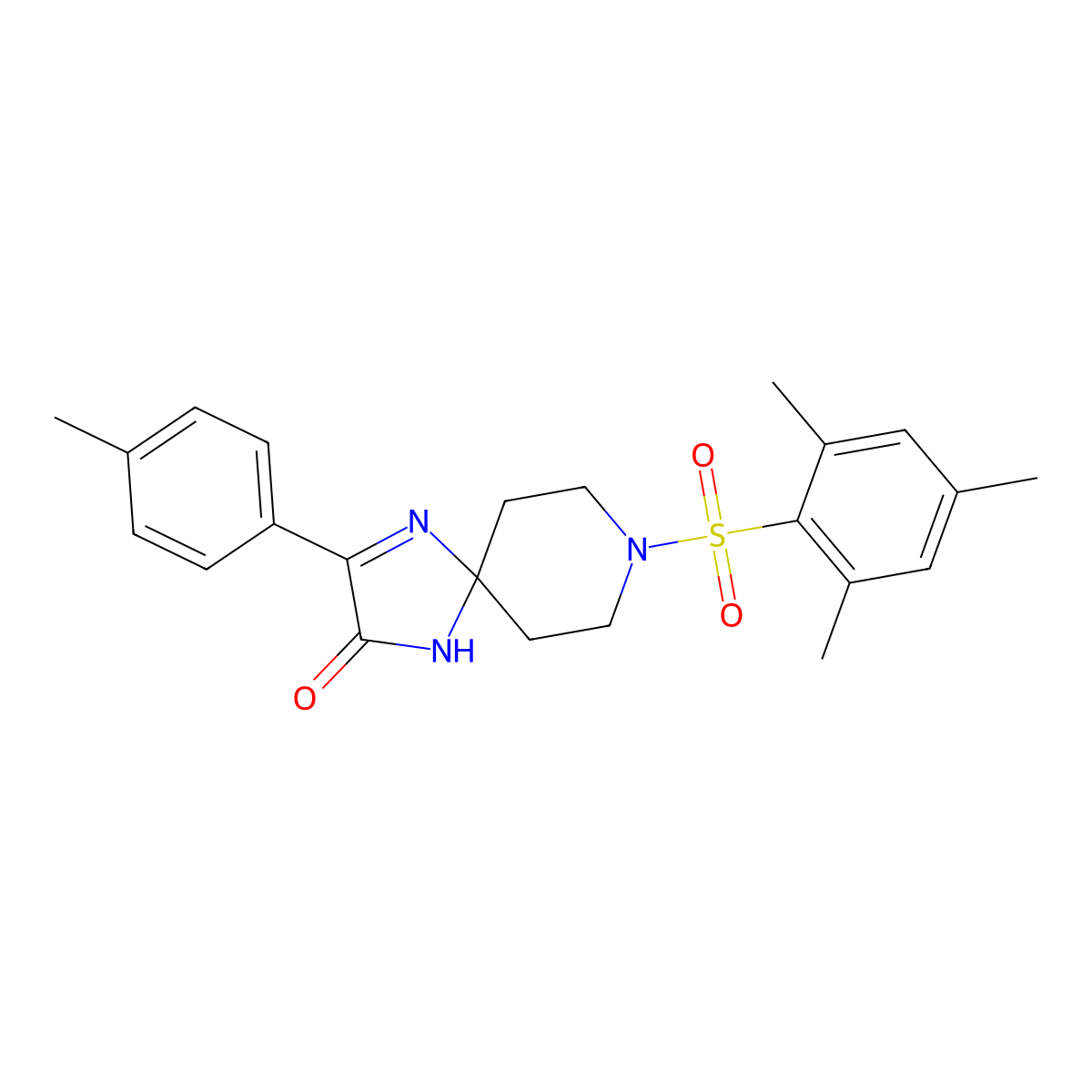 8-(Mesitylsulfonyl)-3-(p-tolyl)-1,4,8-triazaspiro[4.5]dec-3-en-2-one molecular structure, CAS 1185159-25-4