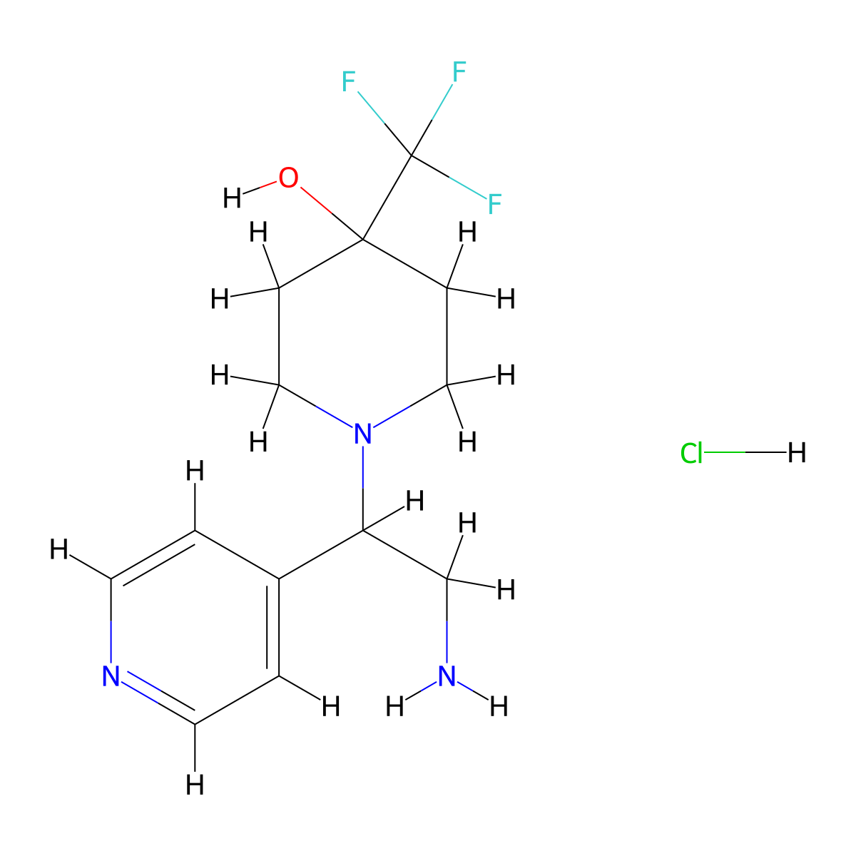 1-(2-Amino-1-(pyridin-4-YL)ethyl)-4-(trifluoromethyl)piperidin-4-OL hydrochloride molecular structure, CAS 1185160-84-2