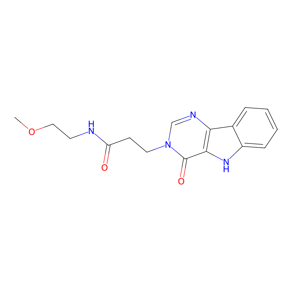 N-(2-methoxyethyl)-3-(4-oxo-4,5-dihydro-3H-pyrimido[5,4-b]indol-3-yl)propanamide molecular structure, CAS 1185162-71-3