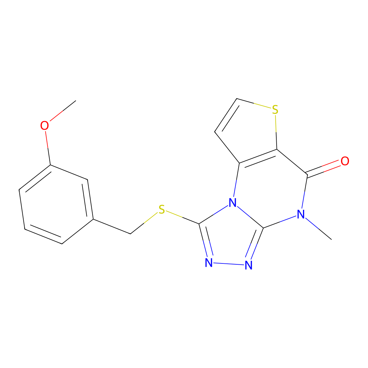 1-((3-methoxybenzyl)thio)-4-methylthieno[2,3-e][1,2,4]triazolo[4,3-a]pyrimidin-5(4H)-one molecular structure, CAS 1185162-97-3