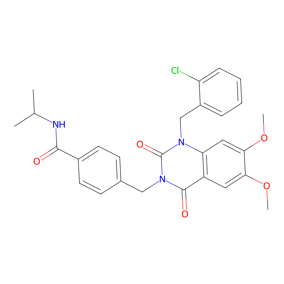 4-((1-(2-chlorobenzyl)-6,7-dimethoxy-2,4-dioxo-1,2-dihydroquinazolin-3(4H)-yl)methyl)-N-isopropylbenzamide molecular structure, CAS 1185164-70-8