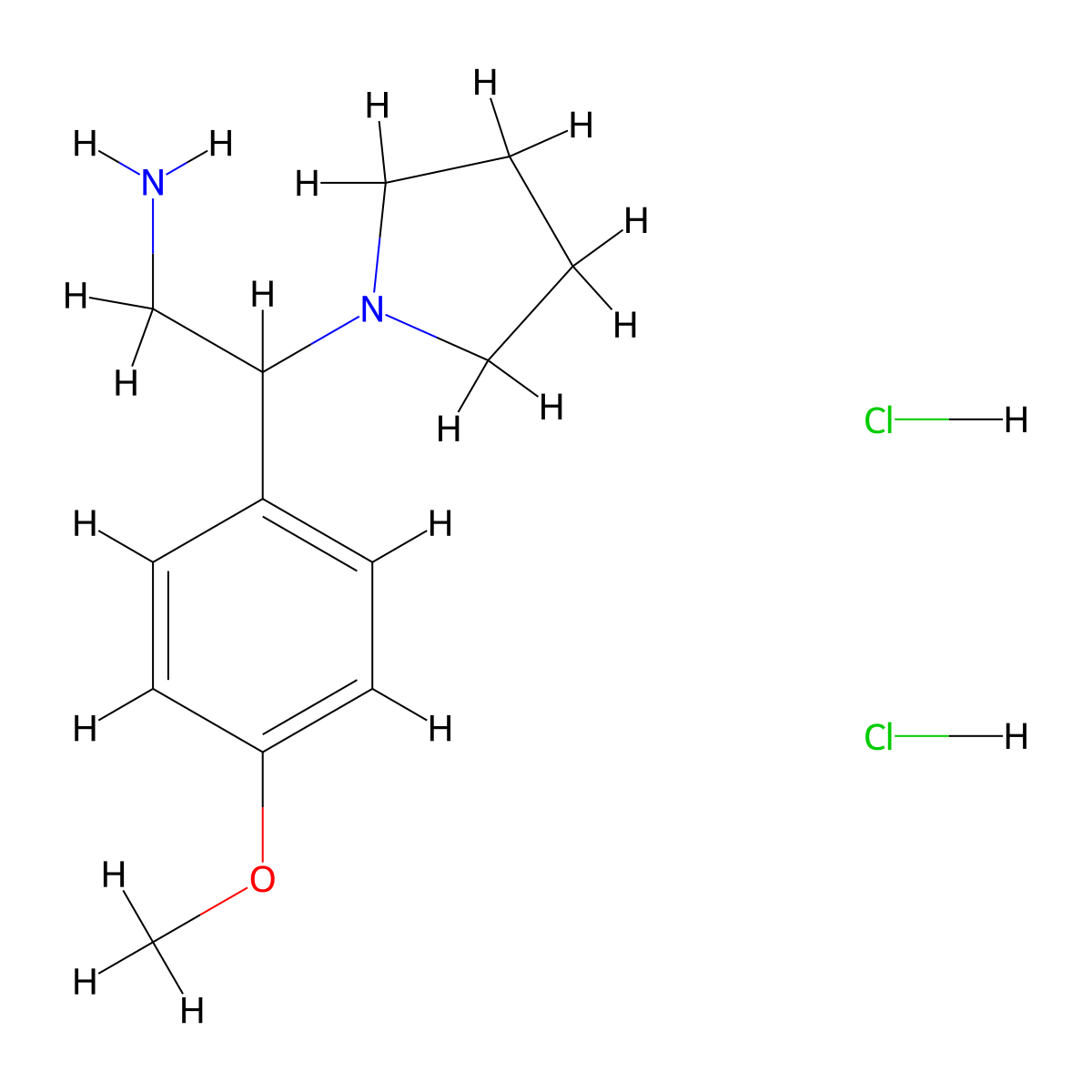 2-(4-Methoxyphenyl)-2-pyrrolidinylethylamine dihydrochloride molecular structure, CAS 1185165-48-3