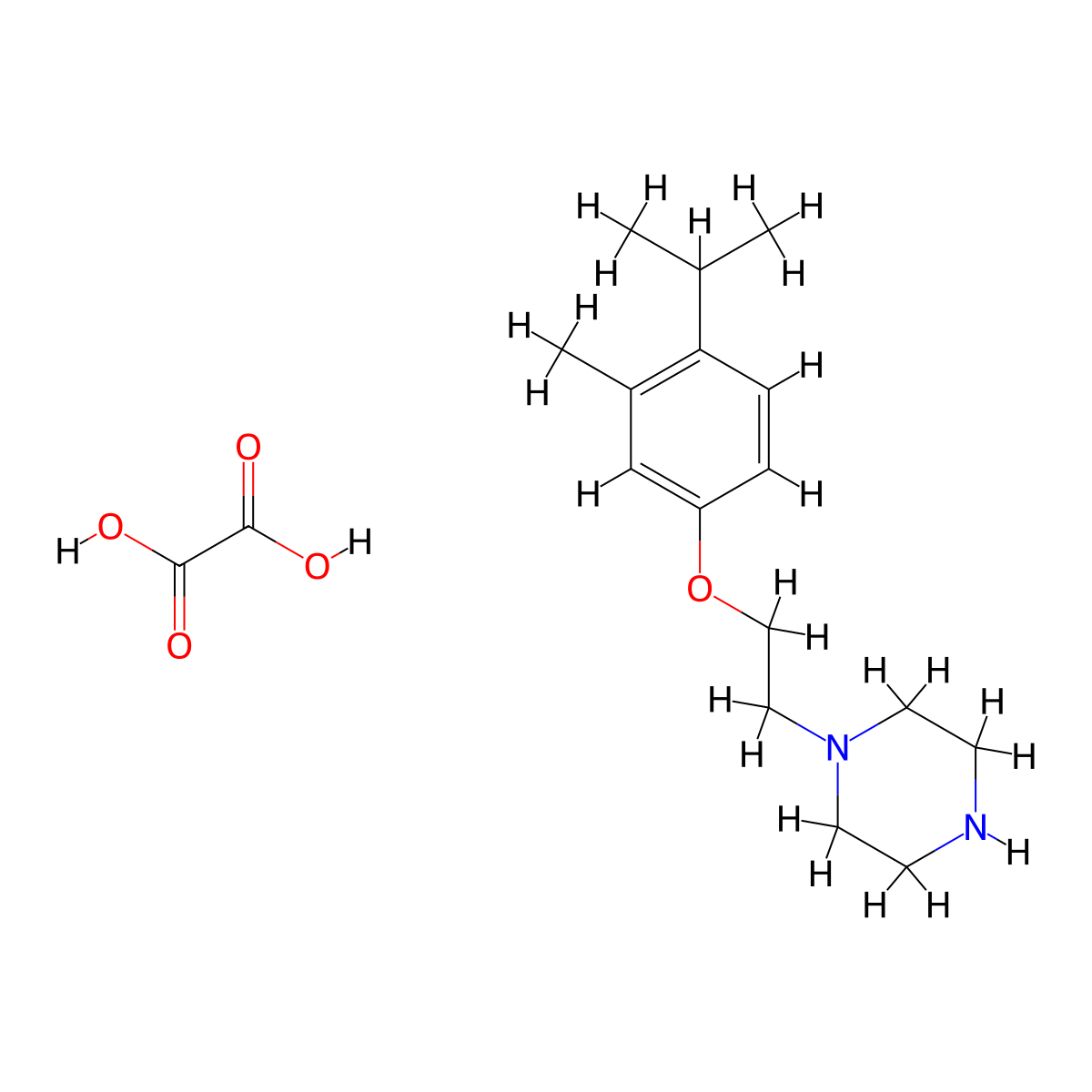 1-[2-(3-Methyl-4-propan-2-ylphenoxy)ethyl]piperazine;oxalic acid molecular structure, CAS 1185165-64-3
