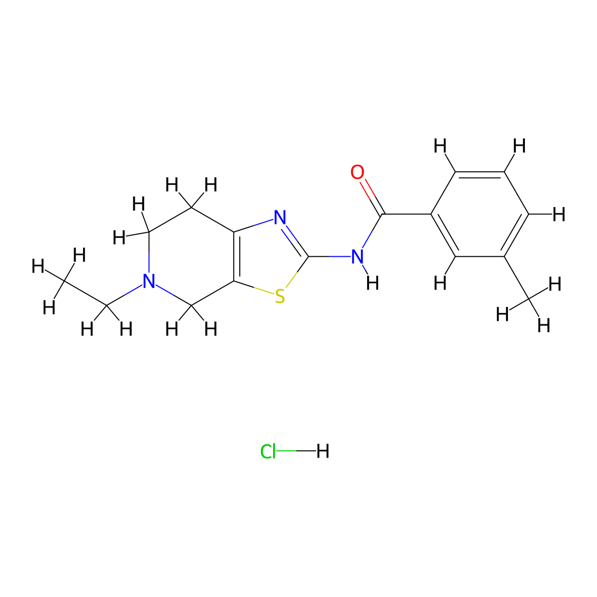 N-(5-ethyl-4,5,6,7-tetrahydrothiazolo[5,4-c]pyridin-2-yl)-3-methylbenzamide hydrochloride molecular structure, CAS 1185165-65-4