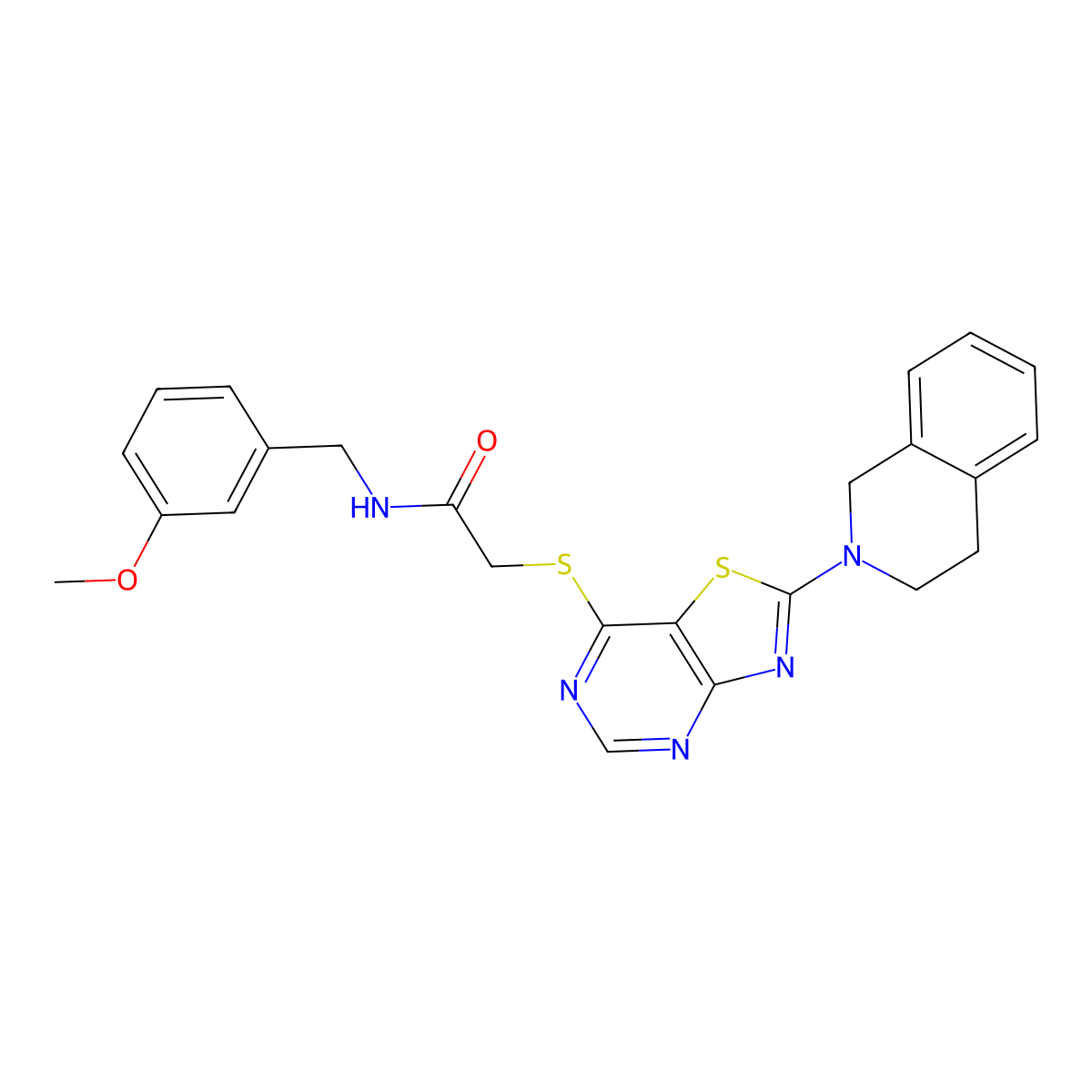 2-((2-(3,4-dihydroisoquinolin-2(1H)-yl)thiazolo[4,5-d]pyrimidin-7-yl)thio)-N-(3-methoxybenzyl)acetamide molecular structure, CAS 1185165-82-5
