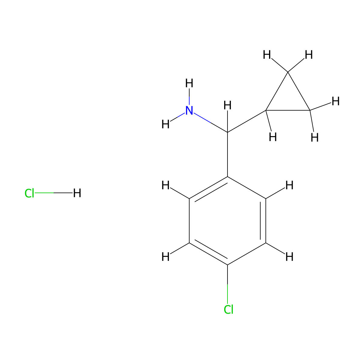 (4-Chlorophenyl)(cyclopropyl)methanamine hydrochloride molecular structure, CAS 1185166-47-5