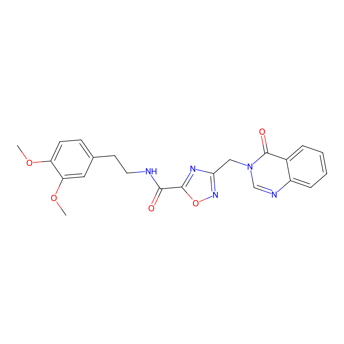 N-[2-(3,4-dimethoxyphenyl)ethyl]-3-[(4-oxoquinazolin-3(4H)-yl)methyl]-1,2,4-oxadiazole-5-carboxamide molecular structure, CAS 1185166-49-7