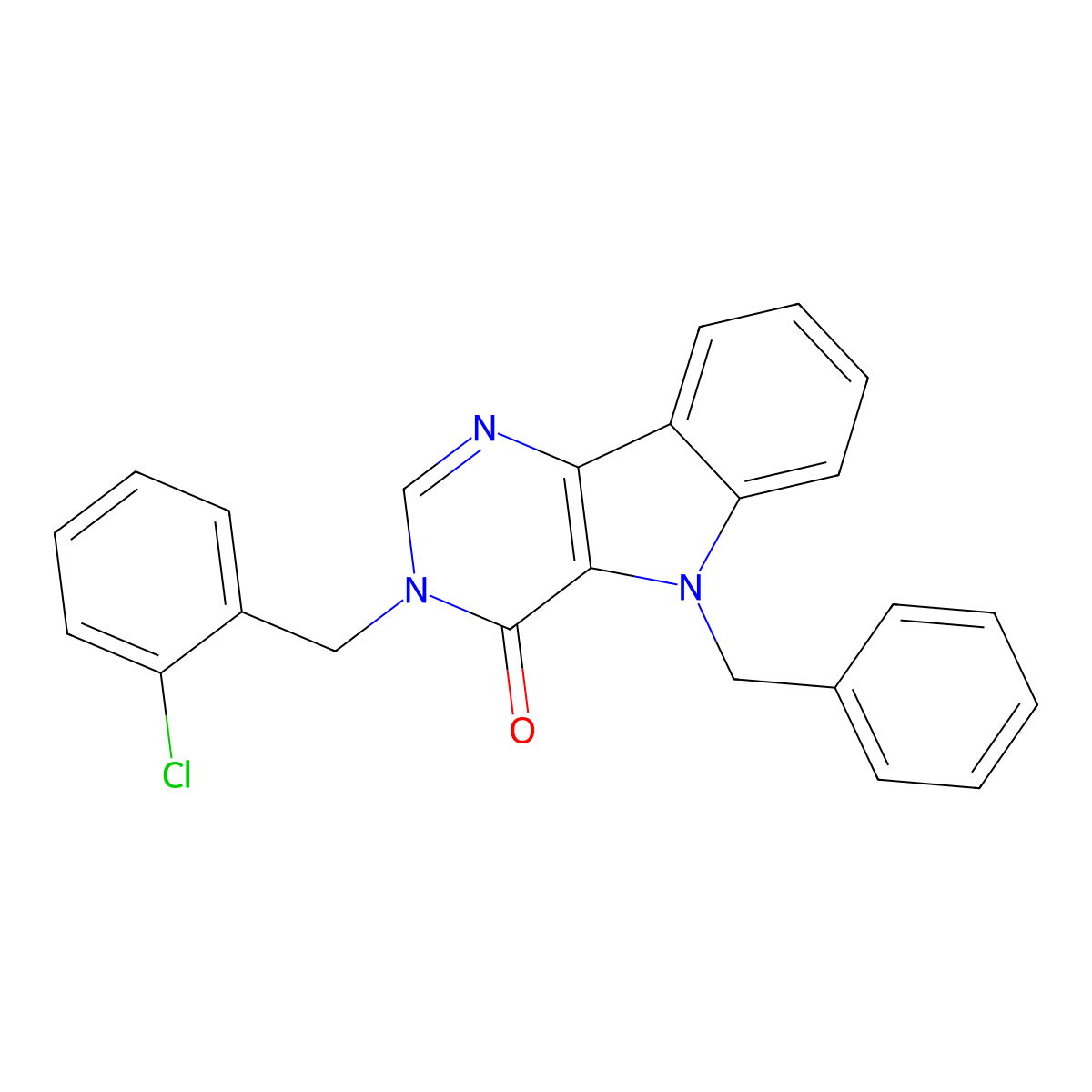 5-benzyl-3-(2-chlorobenzyl)-3H-pyrimido[5,4-b]indol-4(5H)-one molecular structure, CAS 1185166-75-9
