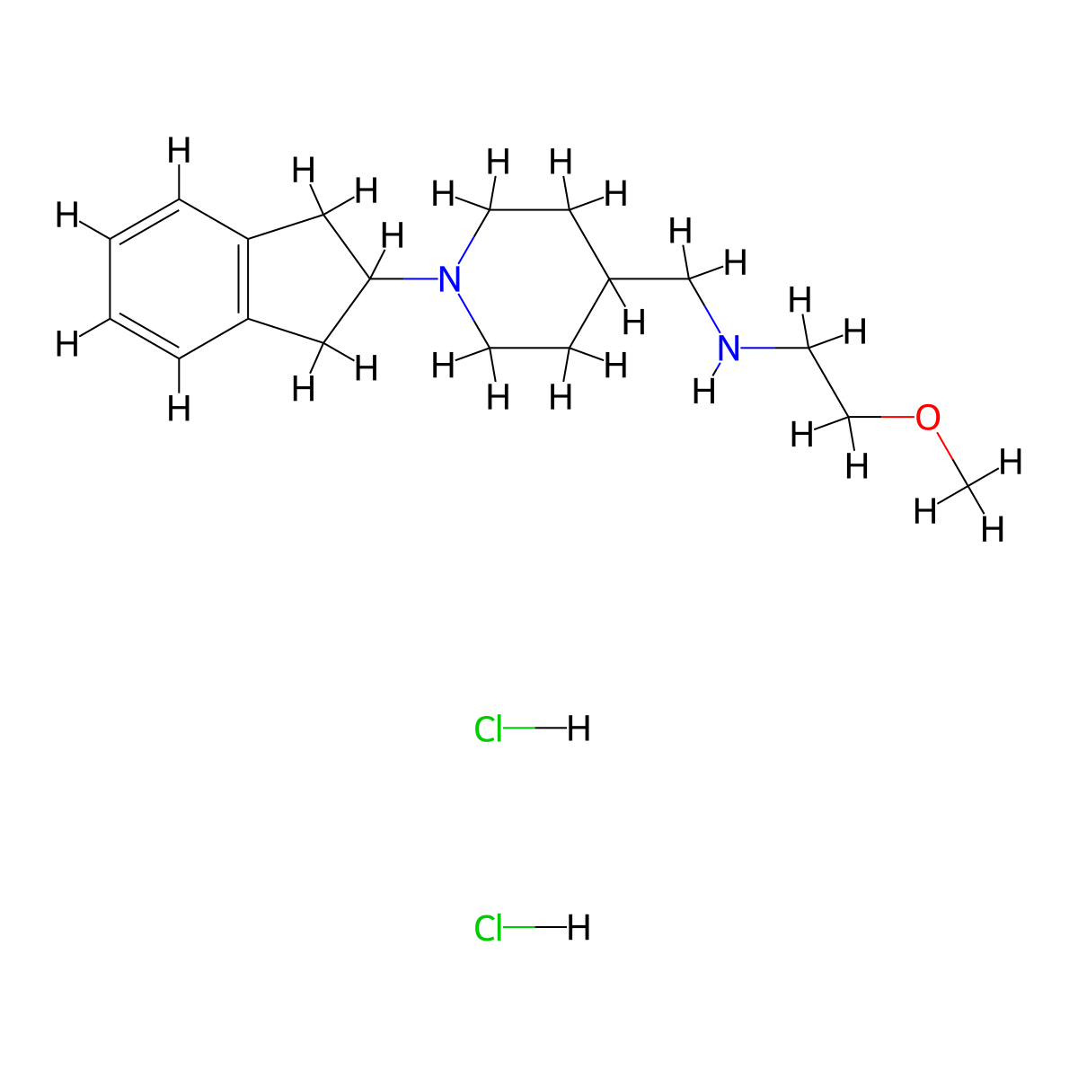 N-{[1-(2,3-Dihydro-1H-inden-2-YL)piperidin-4-YL]-methyl}-2-methoxyethanamine dihydrochloride molecular structure, CAS 1185168-21-1