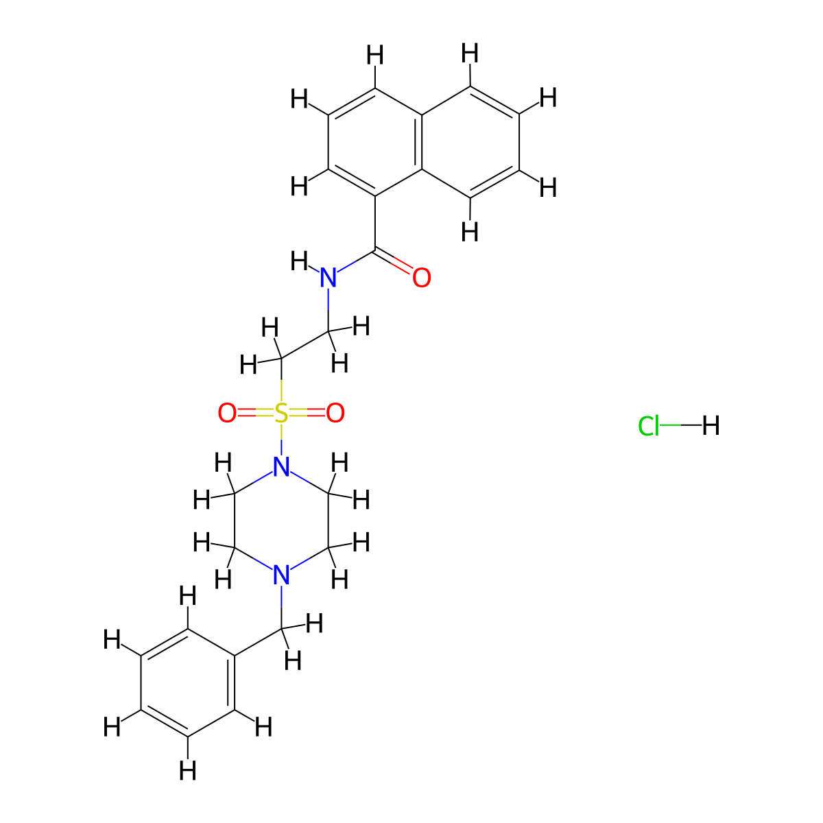 N-(2-((4-benzylpiperazin-1-yl)sulfonyl)ethyl)-1-naphthamide hydrochloride molecular structure, CAS 1185169-50-9