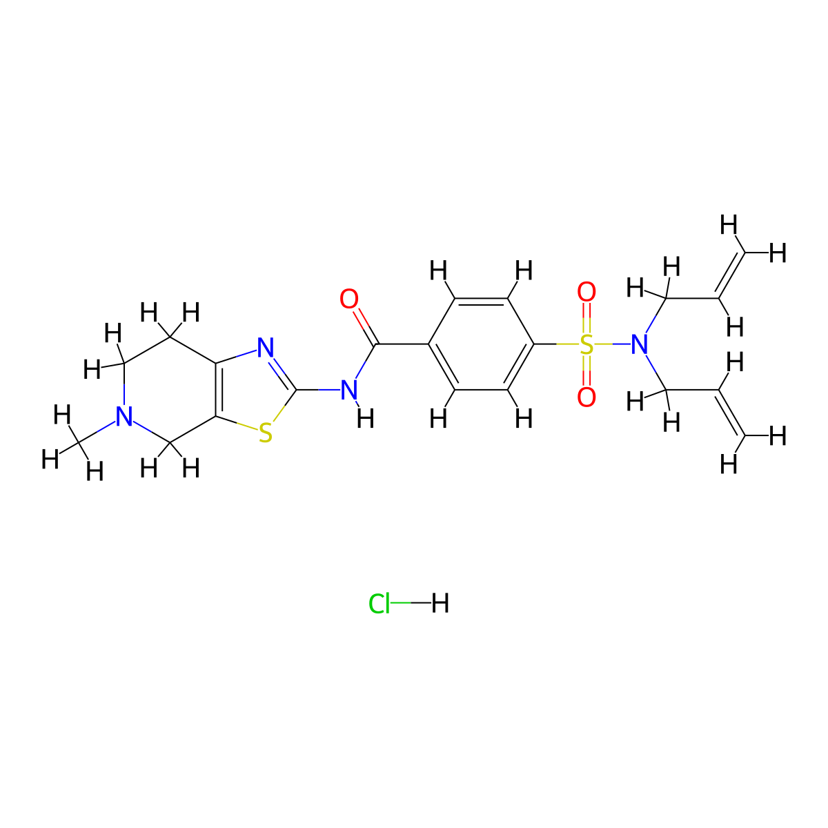 4-(N,N-diallylsulfamoyl)-N-(5-methyl-4,5,6,7-tetrahydrothiazolo[5,4-c]pyridin-2-yl)benzamide hydrochloride molecular structure, CAS 1185169-53-2