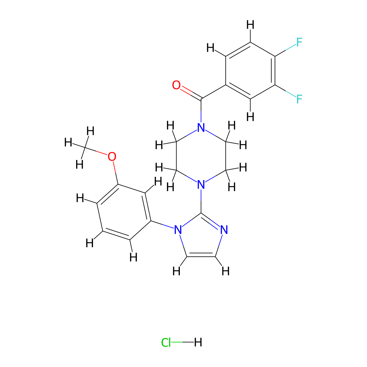 (3,4-difluorophenyl)(4-(1-(3-methoxyphenyl)-1H-imidazol-2-yl)piperazin-1-yl)methanone hydrochloride molecular structure, CAS 1185170-24-4