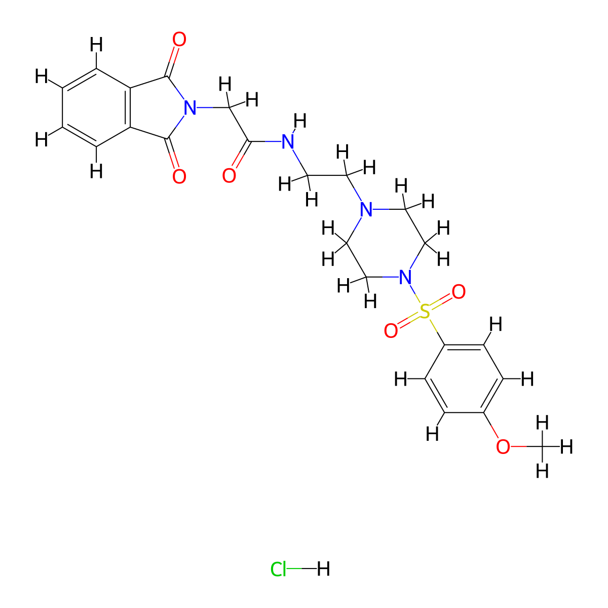 2-(1,3-dioxoisoindolin-2-yl)-N-(2-(4-((4-methoxyphenyl)sulfonyl)piperazin-1-yl)ethyl)acetamide hydrochloride molecular structure, CAS 1185170-41-5