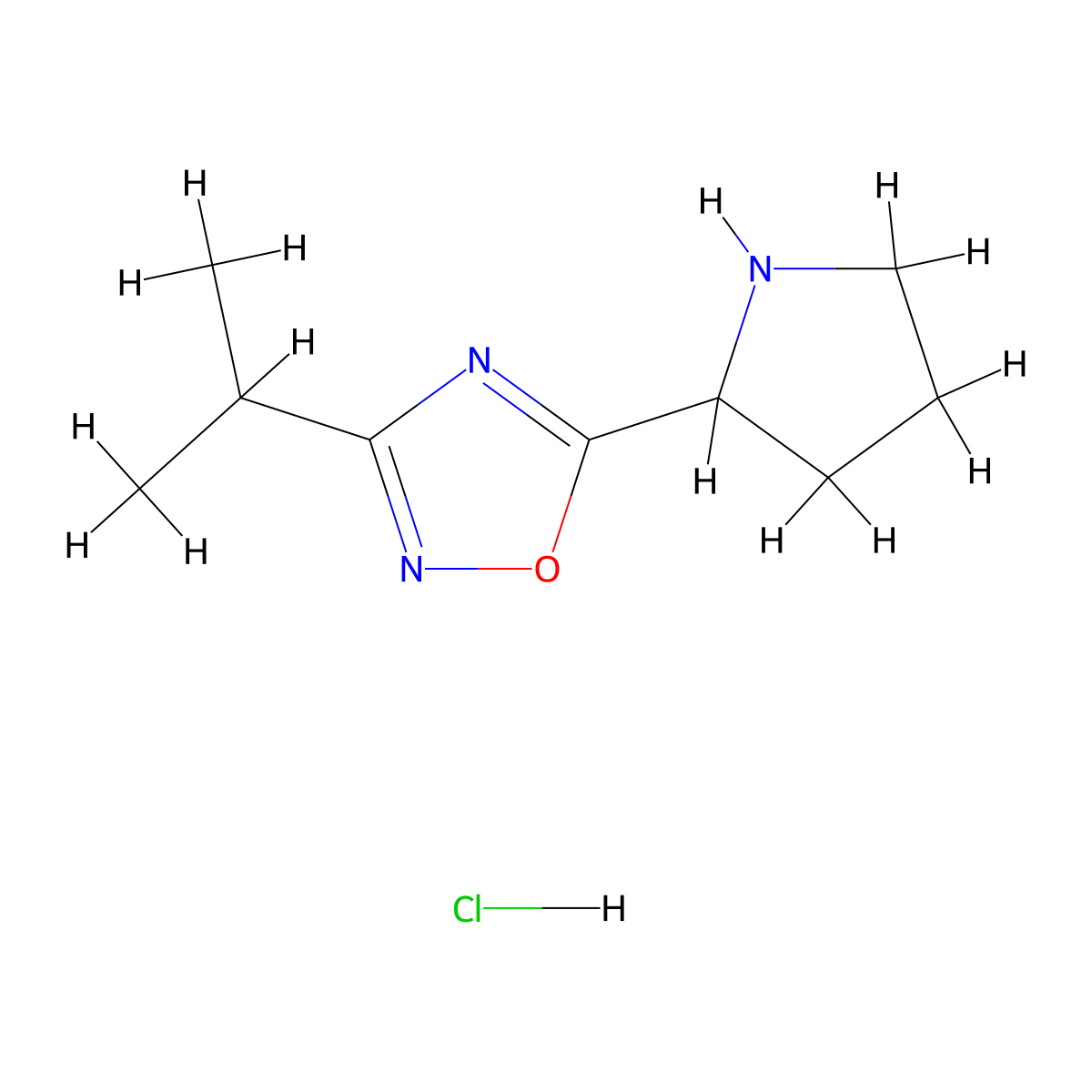 3-Isopropyl-5-pyrrolidin-2-yl-1,2,4-oxadiazole hydrochloride molecular structure, CAS 1185170-55-1