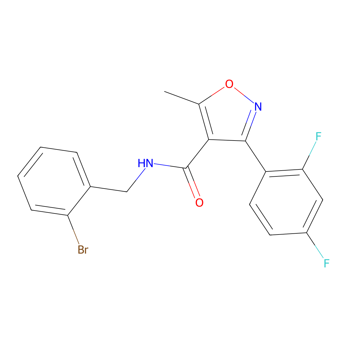 N-(2-bromobenzyl)-3-(2,4-difluorophenyl)-5-methylisoxazole-4-carboxamide molecular structure, CAS 1185170-56-2